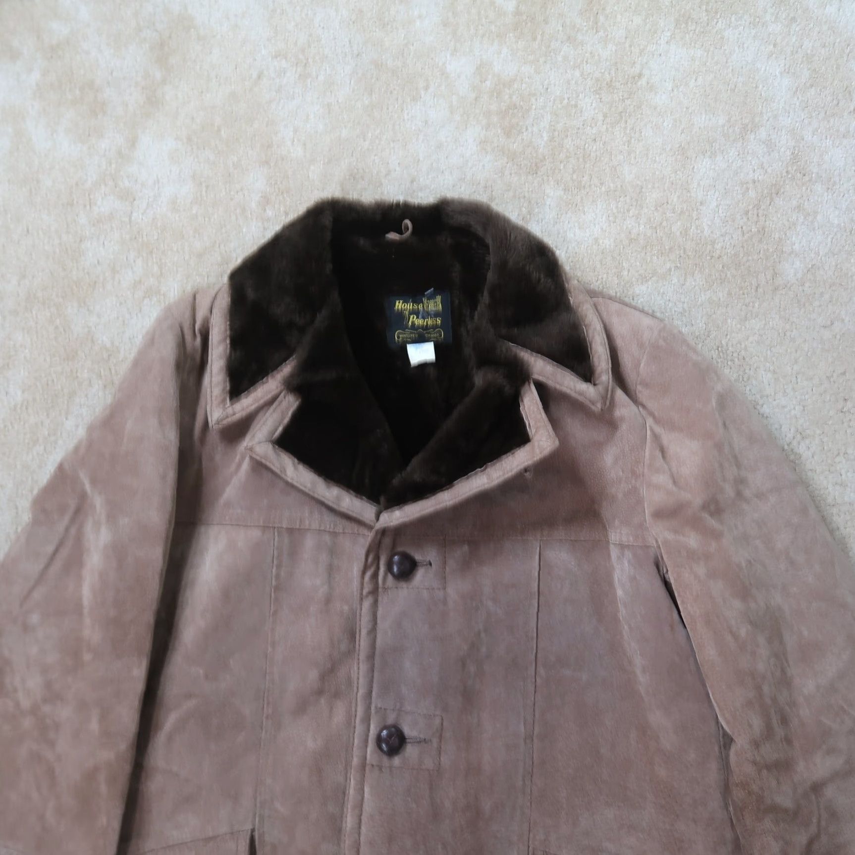 Marlboro VINTAGE House Of Peerless Coat Suede with Faux Fur Interior Men’s 44 Beige Cowboy 70s Long Overcoat Size US S / EU 44-46 / 1 - 5 Thumbnail