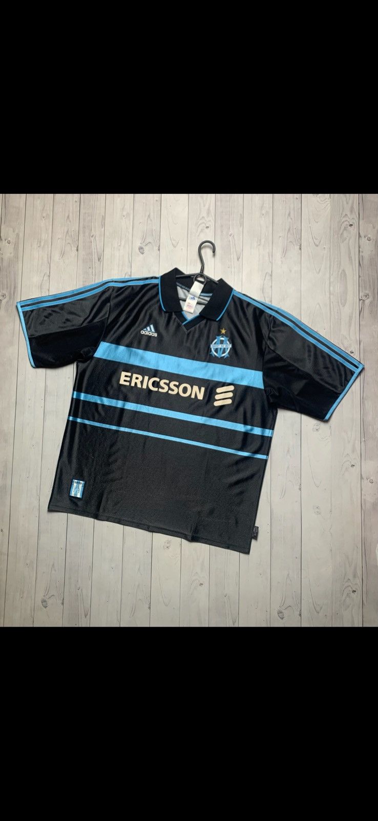 Adidas × Vintage Vintage Olympic Marseille soccer jersey adidas black away XL Size US XL / EU 56 / 4 - 1 Thumbnail