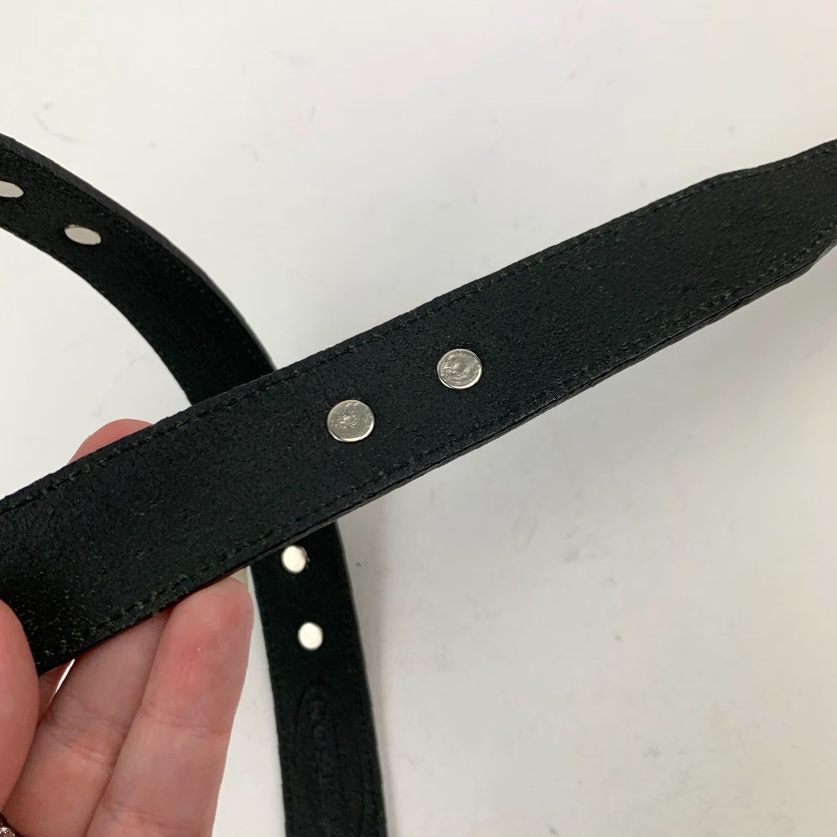 Stetson VINTAGE Stetson Belt Black Leather Glam Rock 34-36 Adult Unisex 1990s Metal Detailing Size ONE SIZE - 4 Thumbnail