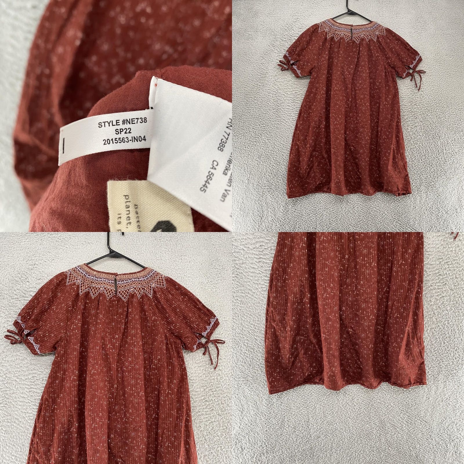 Madewell VINTAGE Madewell Dress Womens Medium Rust Red Embroidered Boho Peasant Cottagecore Size M / US 6-8 / IT 42-44 - 8 Thumbnail