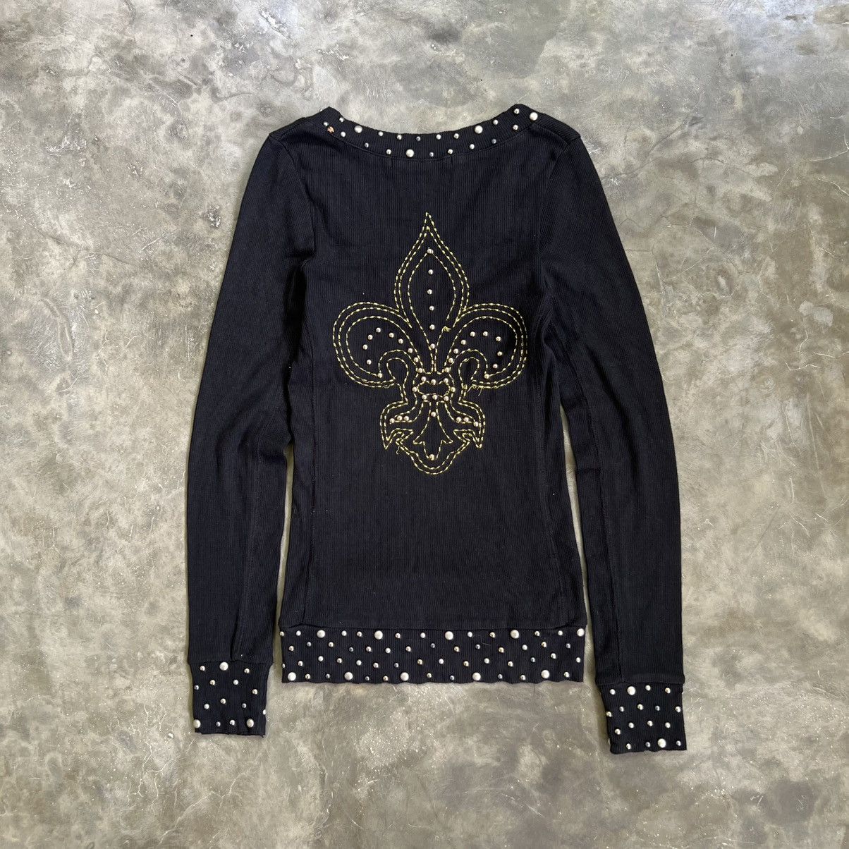 Lip Service 2000’s Lip Service Ribbed Studed Long Sleeve Shirt Size S / US 4 / IT 40 - 1 Thumbnail