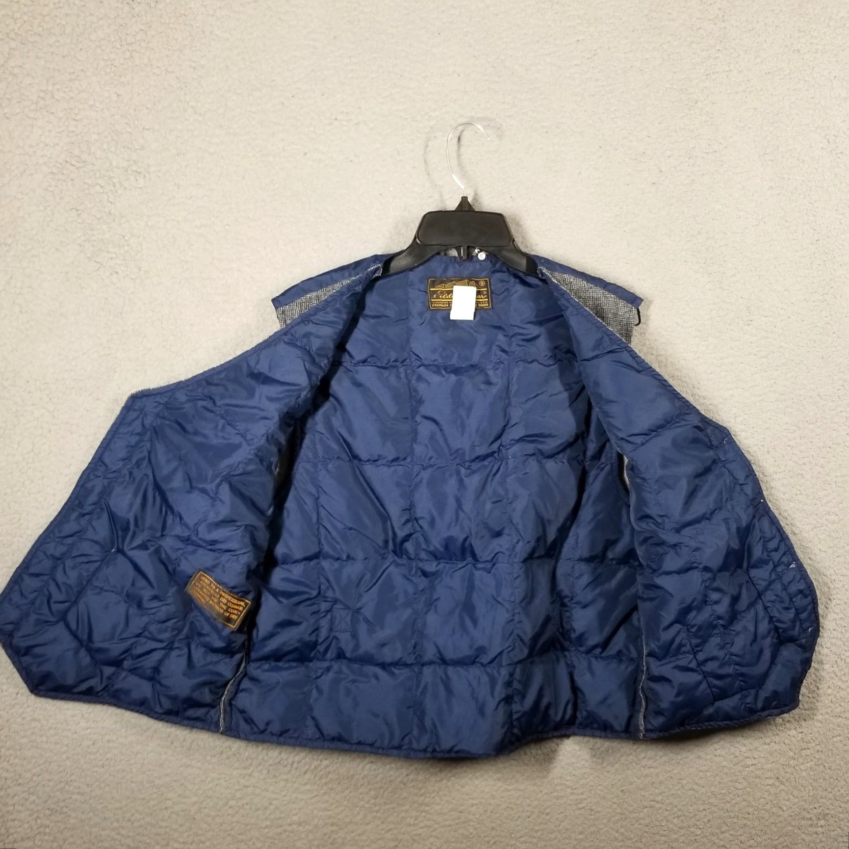 Eddie Bauer Vintage Yes Eddie Bauer Vest Mens Large Gray Blue Goose Down Puffer Wool Tweed Button Lined Size US L / EU 52-54 / 3 - 3 Thumbnail