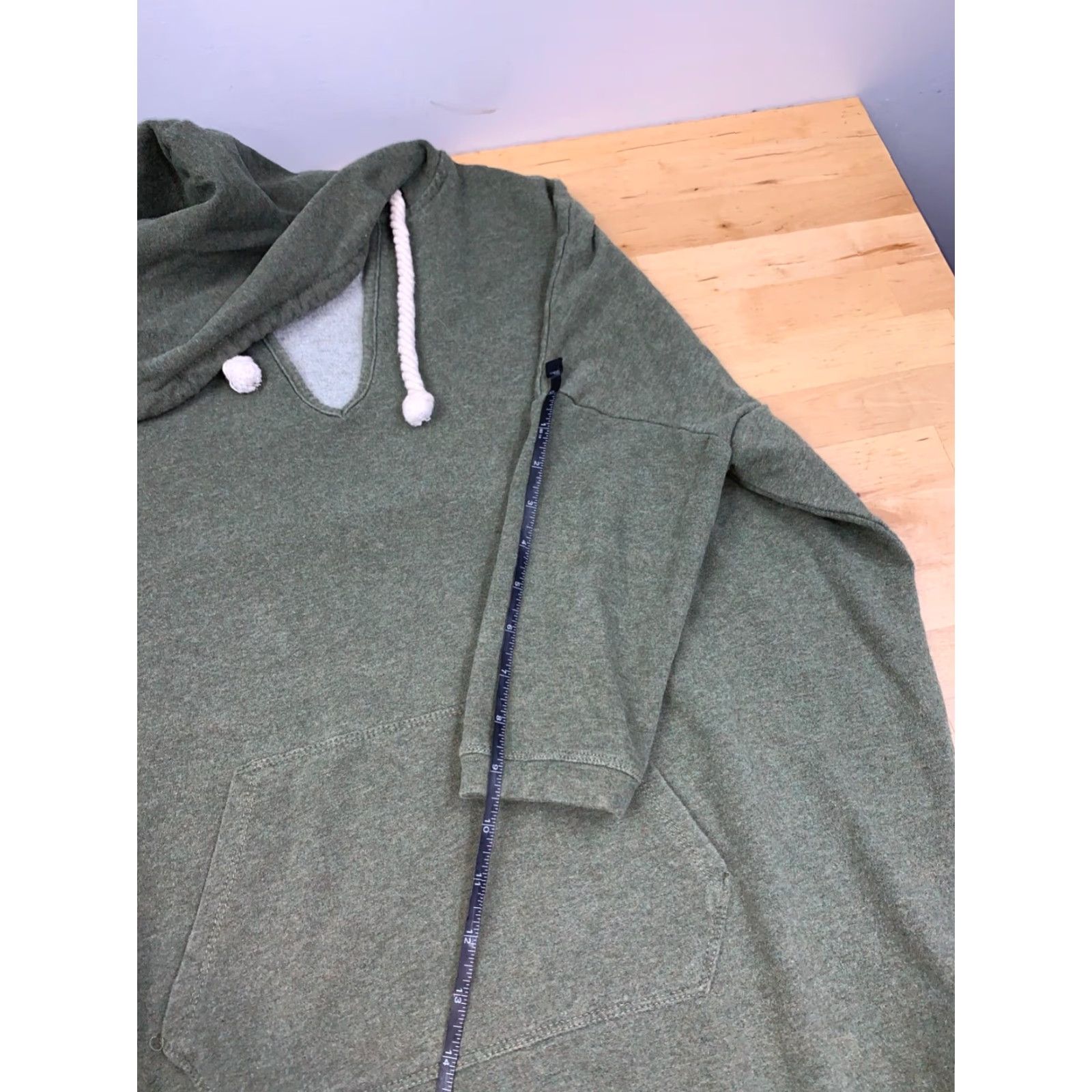 Vintage Marina Luna Pullover Hoodie Womens M Olive Green Short Sleeve Loose #9066 Size M / US 6-8 / IT 42-44 - 6 Thumbnail