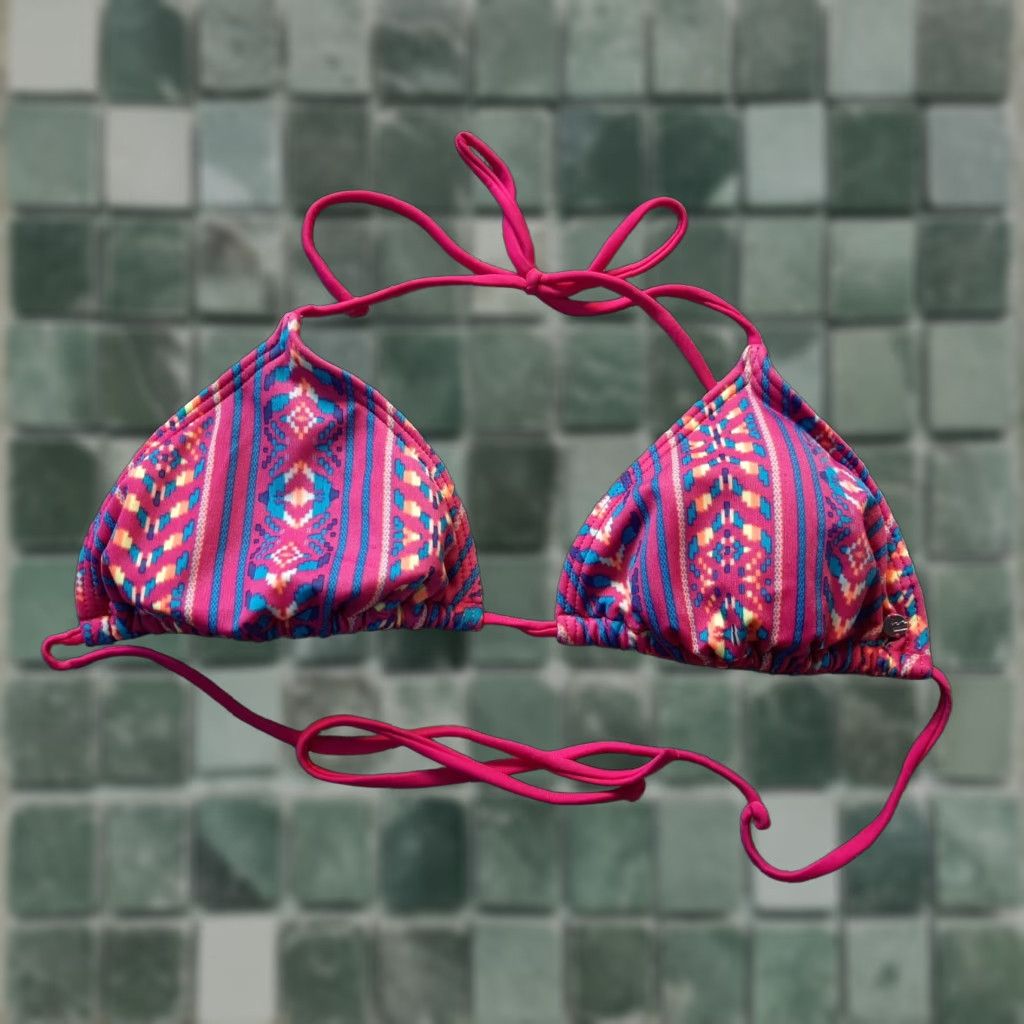 Billabong Billabong Bikini Top Medium M Pink Tie Closure Floral Pattern Beach Women Size M / US 6-8 / IT 42-44 - 1 Thumbnail