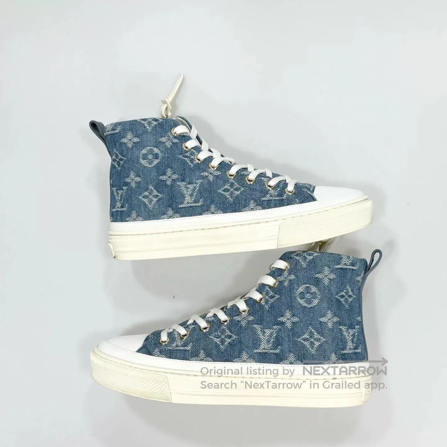 Louis Vuitton LV Denim All-Over Print Sneakers. Size US 4 / IT 34 - 4 Thumbnail