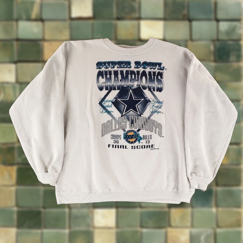 Hanes VINTAGE Hanes Sweatshirt 90s Dallas Cowboys Heavyweight Made USA White Mens XL Size US XL / EU 56 / 4 - 1 Thumbnail