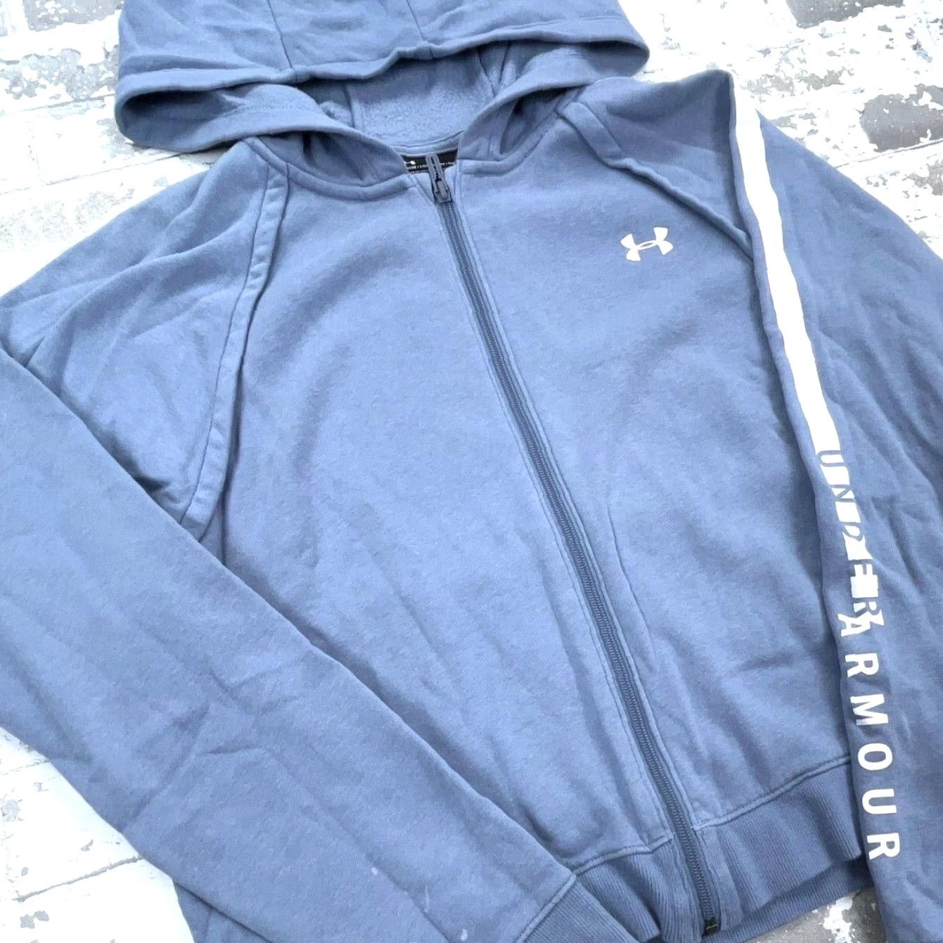 Under Armour Under Armour Hoodie Women L Blue White Full Zip Hooded Sweatshirt Casual Activewear Jacket Relaxed Fit Size L / US 10 / IT 46 - 3 Thumbnail