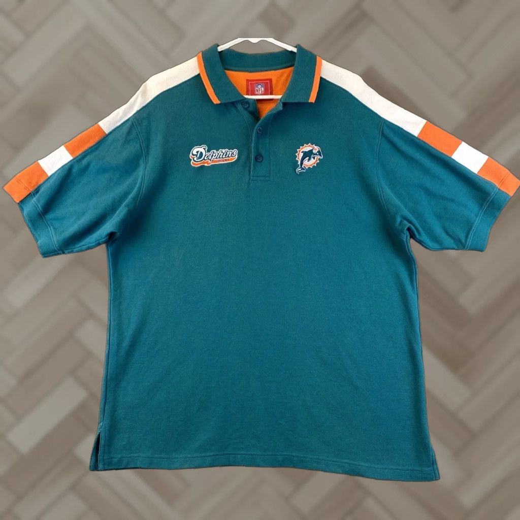 NFL VINTAGE NFL Miami Dolphins Polo Shirt Men Size L Green Embroidered Cotton 90s Sports Casual Size US L / EU 52-54 / 3 - 1 Thumbnail