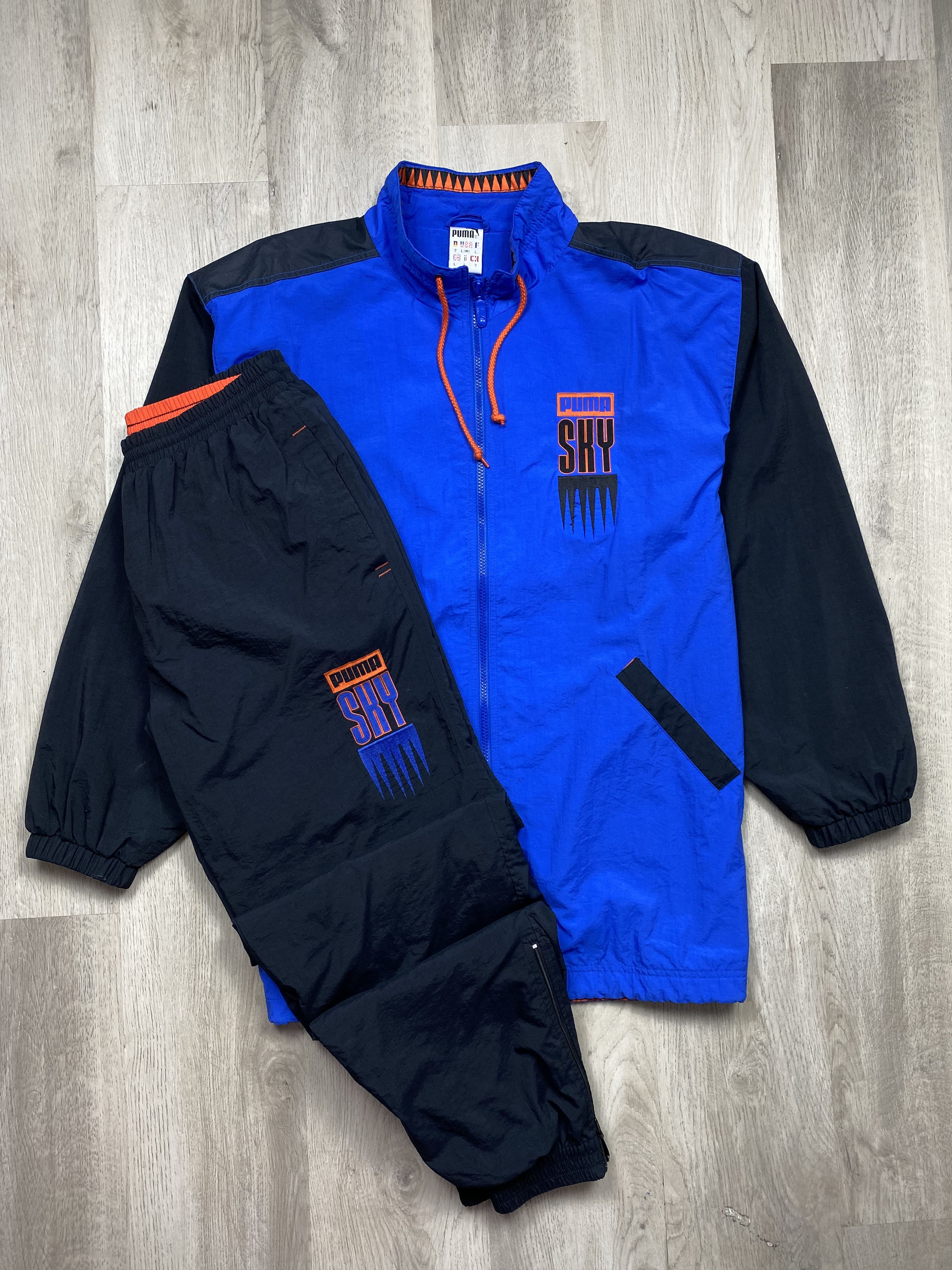 Puma Puma SKY Vintage Mens Nylon Track Suit Jacket + Pants Drill Size US 34 / EU 50 - 1 Thumbnail