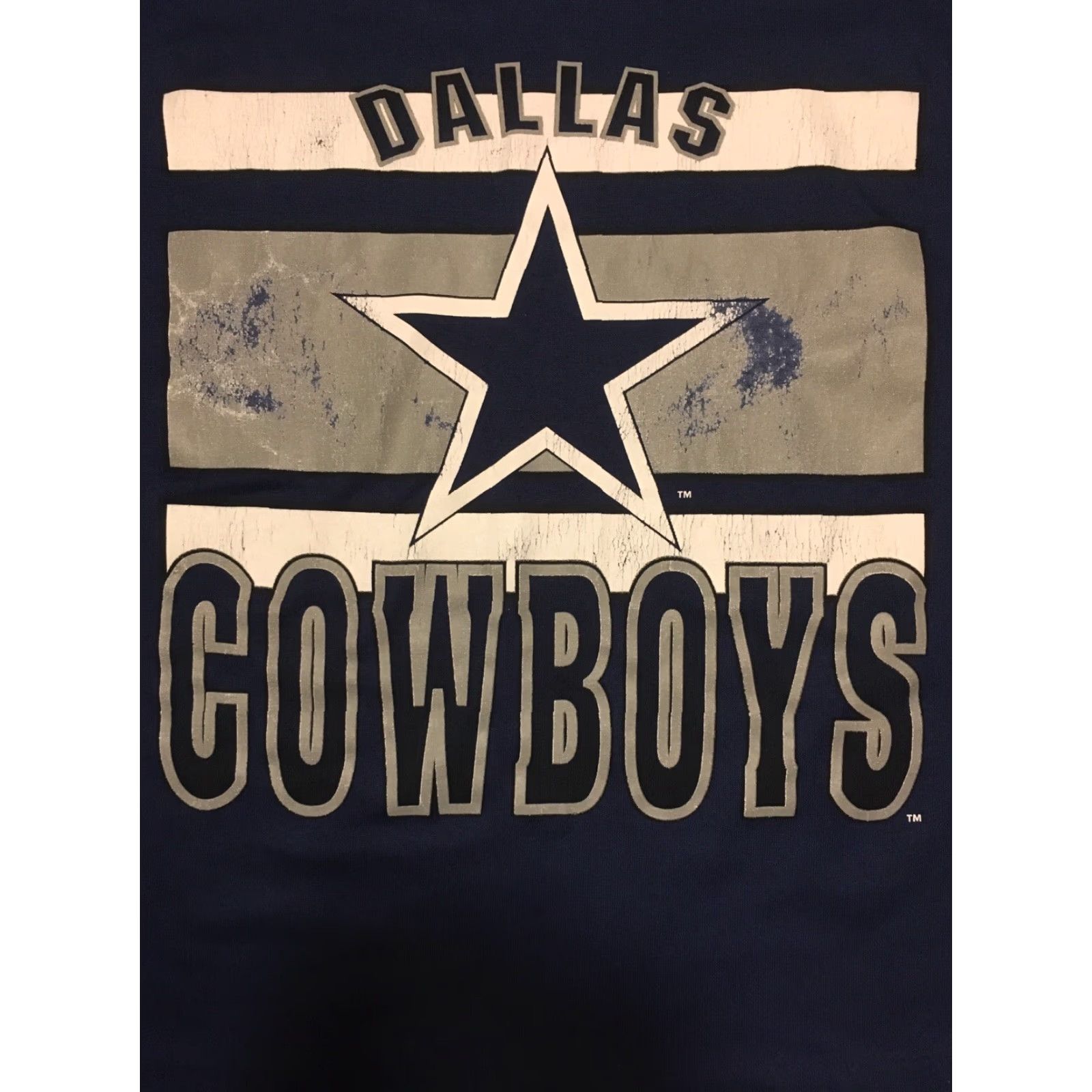 NFL VINTAGE GTS Dallas Cowboys T-Shirt - NFL Single Stitch - Blue/White - Size L - Men’s Cotton Blend V-Neck Graphic Tee Size US L / EU 52-54 / 3 - 2 Thumbnail