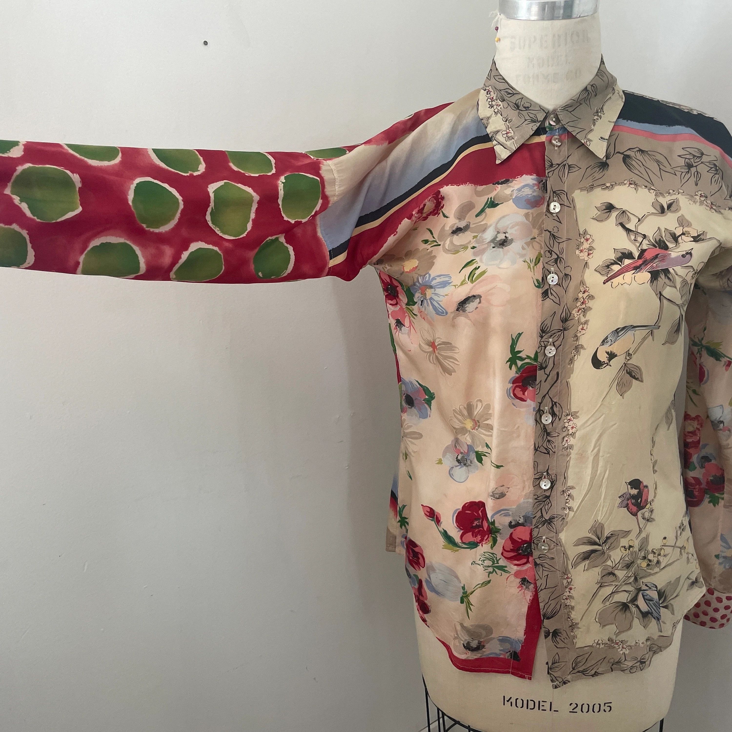 Jean Paul Gaultier JPG Femme all over contrasting watercolor art print blouse Size M / US 6-8 / IT 42-44 - 3 Thumbnail