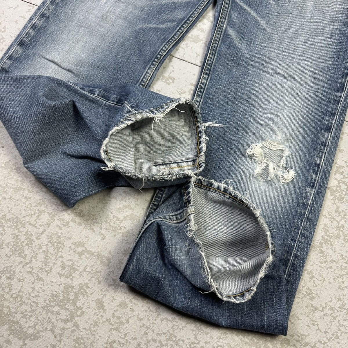 If Six Was Nine × Levi's 💥Vintage Levis 502 Distressed Sick Blue Wash Denim Size US 30 / EU 46 - 7 Thumbnail