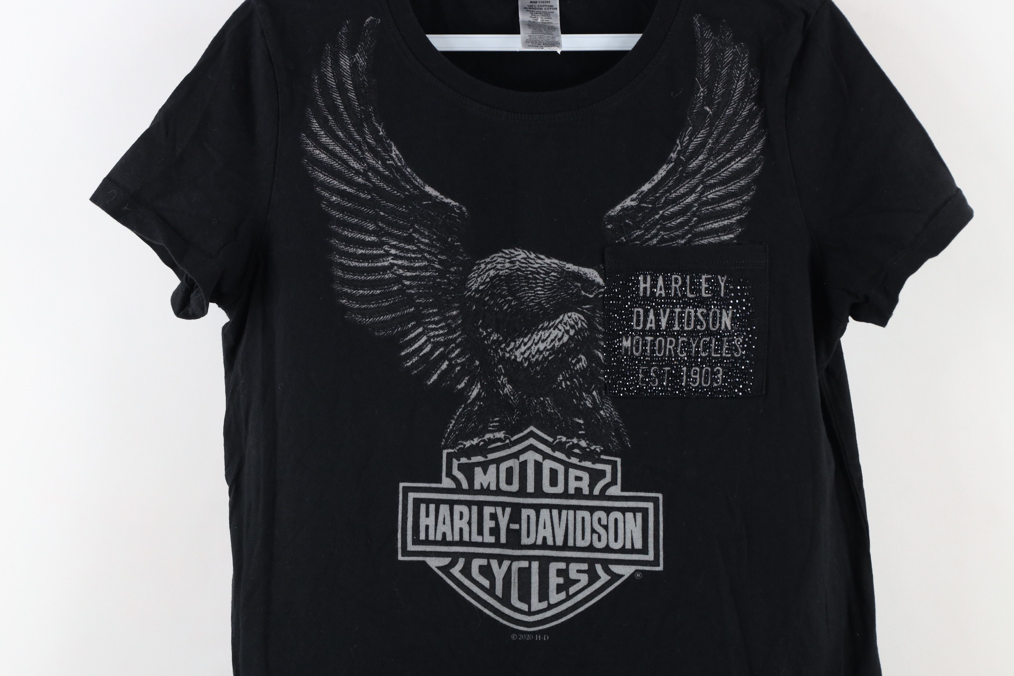 Harley Davidson × Vintage Y2K Harley Davidson Eagle Short Sleeve Pocket T-Shirt Black Size M / US 6-8 / IT 42-44 - 4 Thumbnail