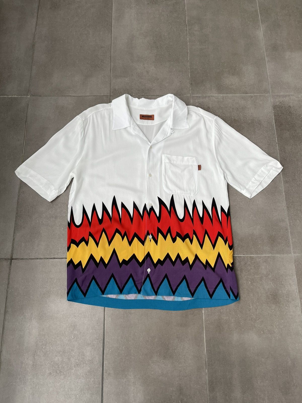 image of Avant Garde ds! Fw21 Missoni Bowling Zigzag White Shirt, Men's (Size Large)