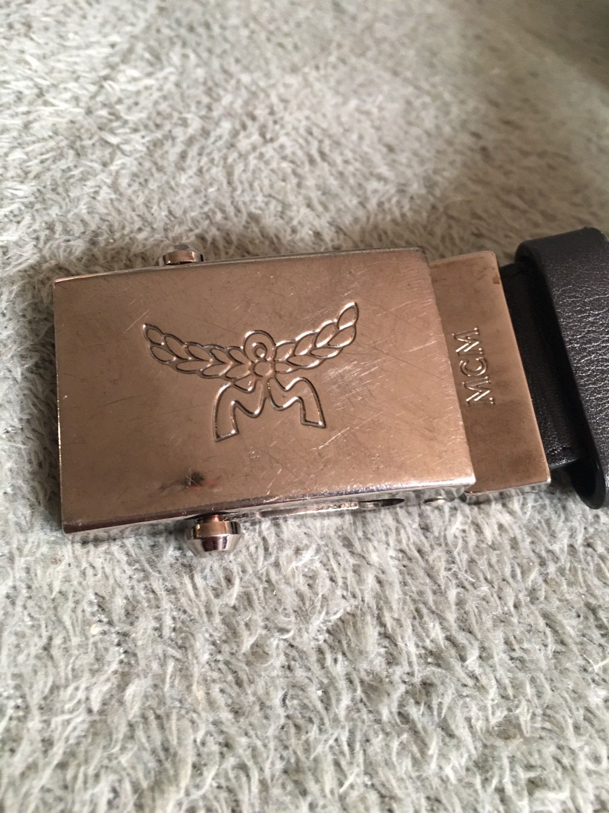 MCM MCM Black Monogram Logo Canvas Leather Buckle Belt Size ONE SIZE - 4 Thumbnail