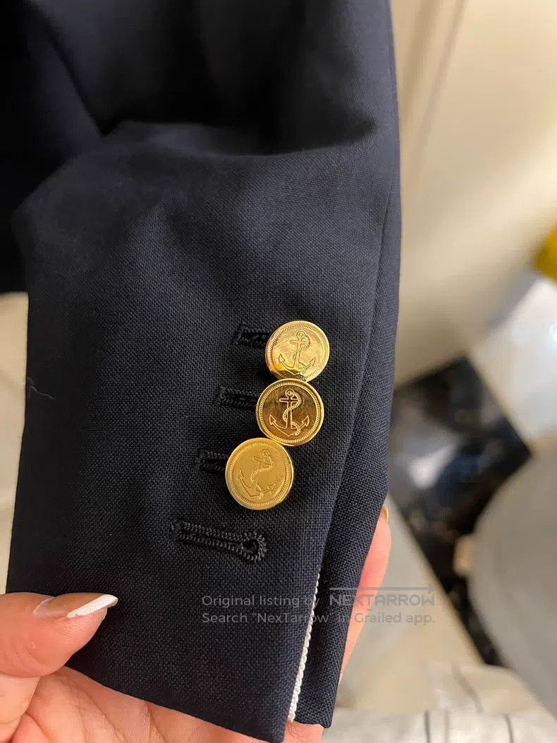 Thom Browne Thom Browne size 0 Dark blue gold brocade coat Size 38S - 9 Thumbnail