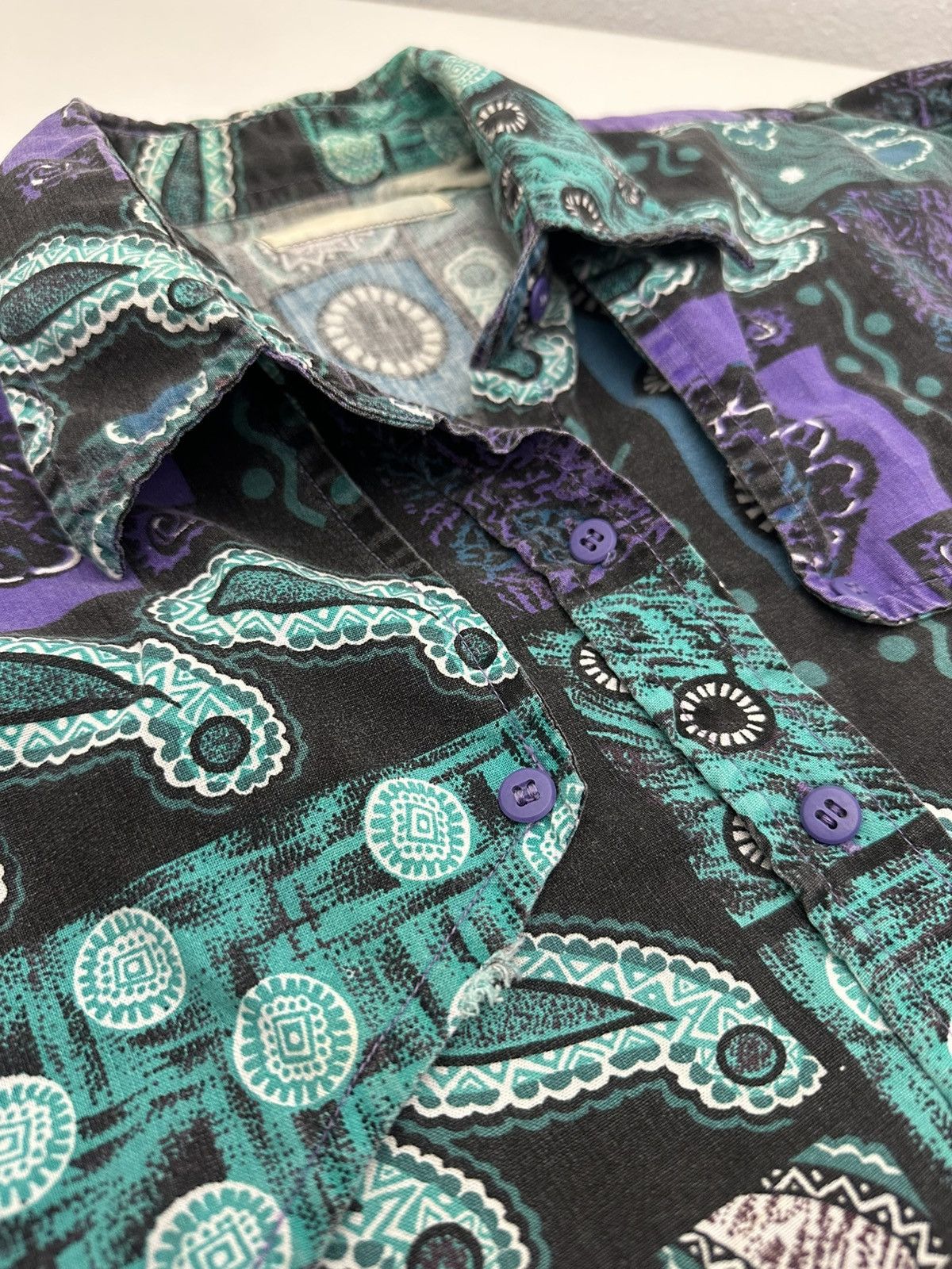 Other Vintage 80s Women’s Western Shirt Abstract Paisley Button Up Size XL / US 12-14 / IT 48-50 - 12 Thumbnail