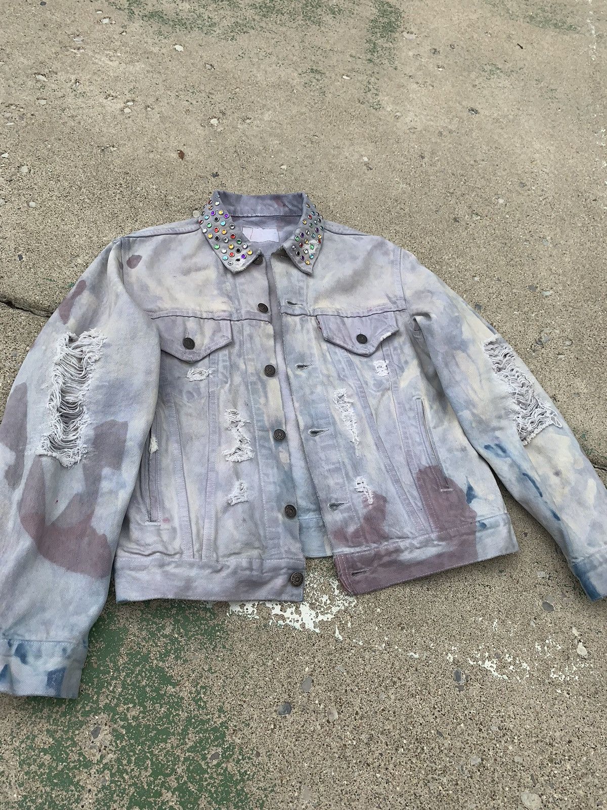 Levi's Sample 003 - Secret Color Distressed Denim Jacket Size US S / EU 44-46 / 1 - 1 Thumbnail