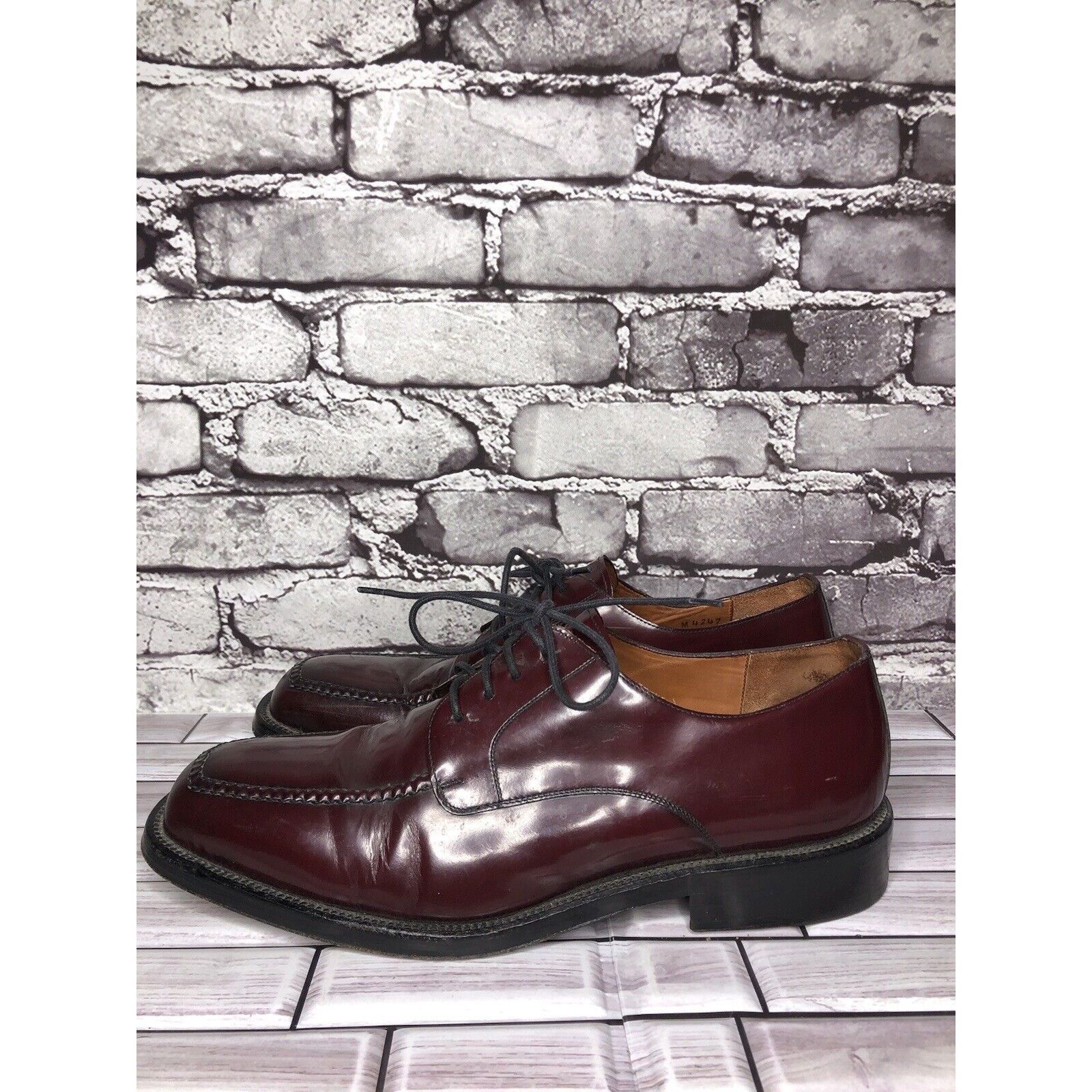 Cole Haan Cole Haan Burgundy Leather Square Toe Oxfords Dress Shoes Me Size US 11 / EU 44 - 10 Thumbnail