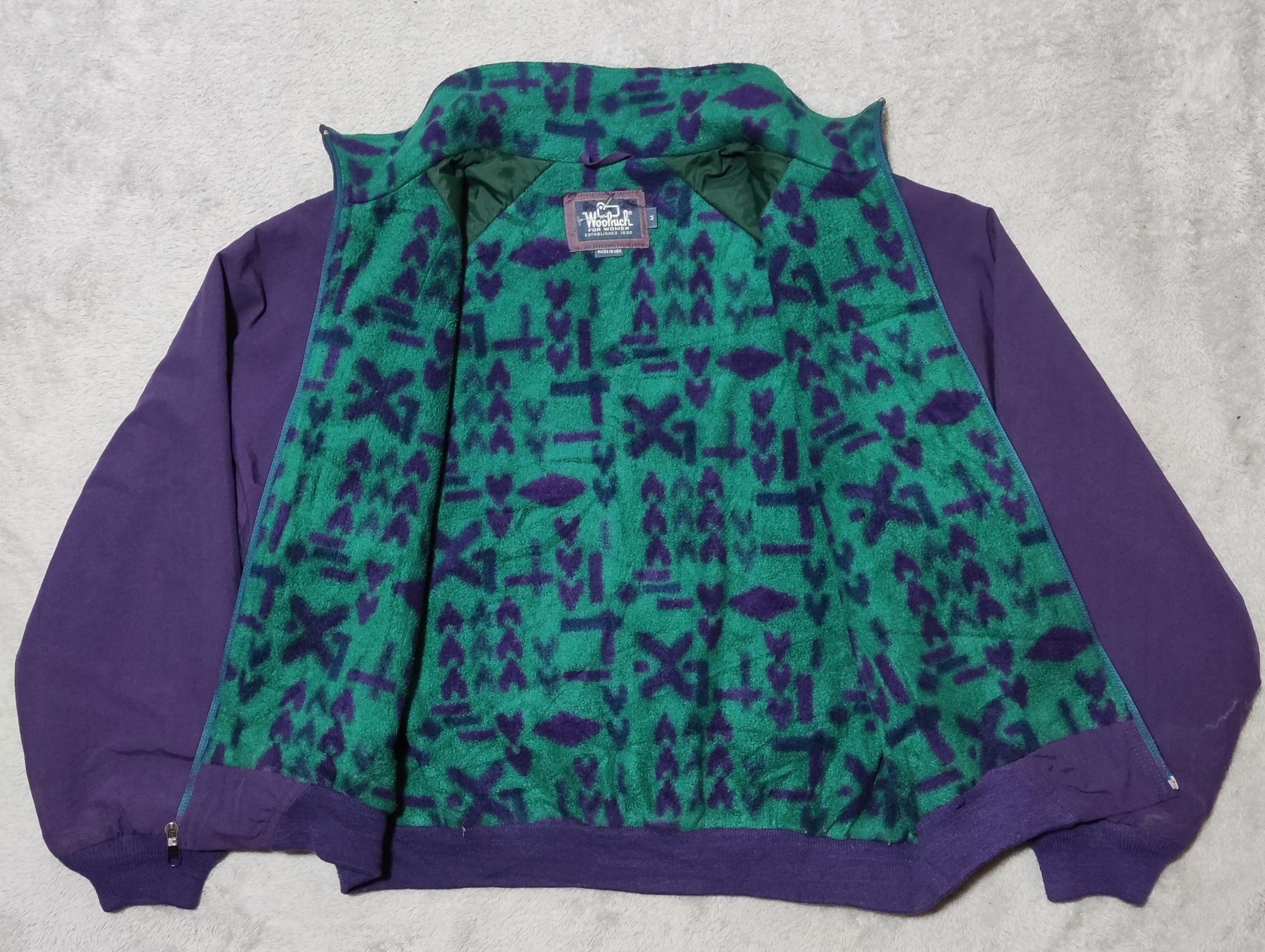 Woolrich Woolen Mills Vintage Woolrich Eggplan Purple Aztec Pattern Fleece Jacket Size M / US 6-8 / IT 42-44 - 11 Thumbnail