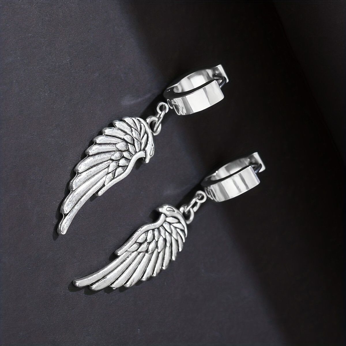 Jewelry × Vintage Eagle Eye Angel Wings Stainless Steel Earrings Size ONE SIZE - 5 Thumbnail