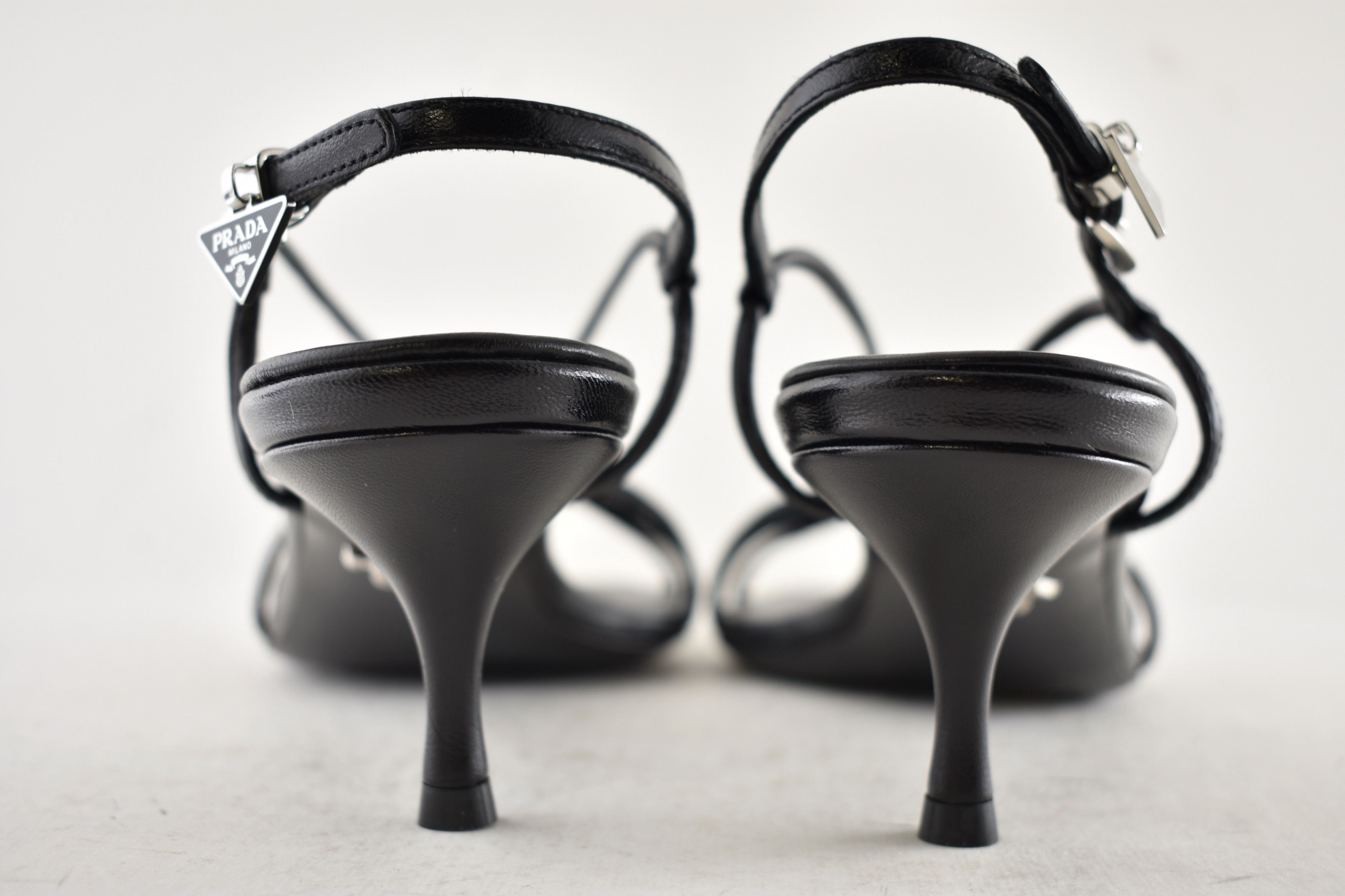 Prada Prada Capretto Strappy 55mm Leather Sandal Kitten Heel 38 Size US 8 / IT 38 - 18 Thumbnail