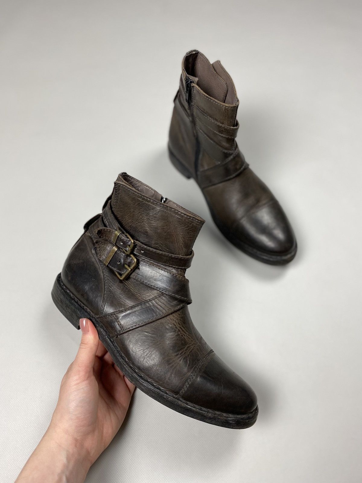 MOMA ladies avant-garde leather ankle biker boots size 38