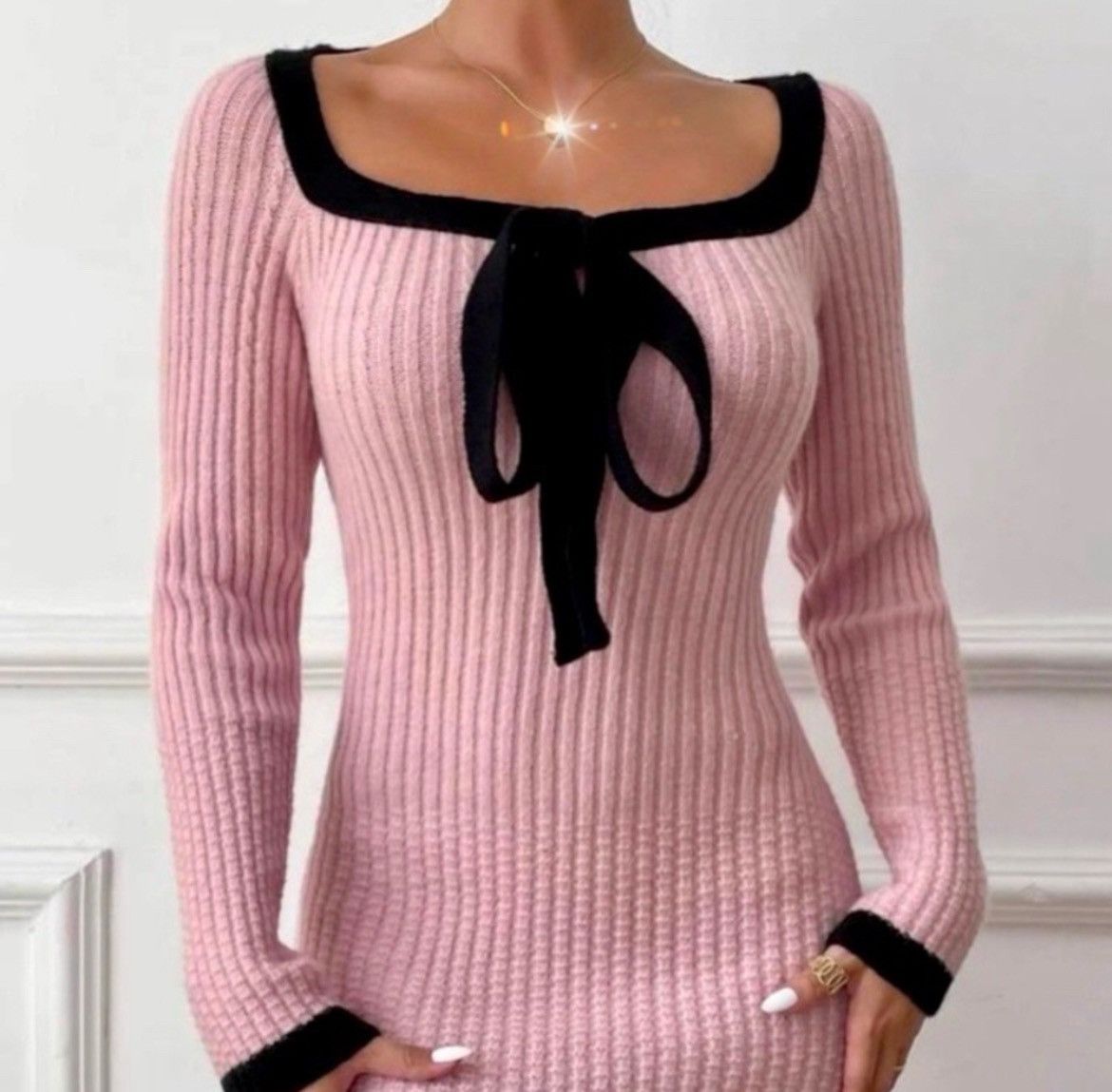 Designer × Other NWT, Lavishly Paris Elegant Pink Sweater Dress. Size Medium Size M / US 6-8 / IT 42-44 - 3 Thumbnail