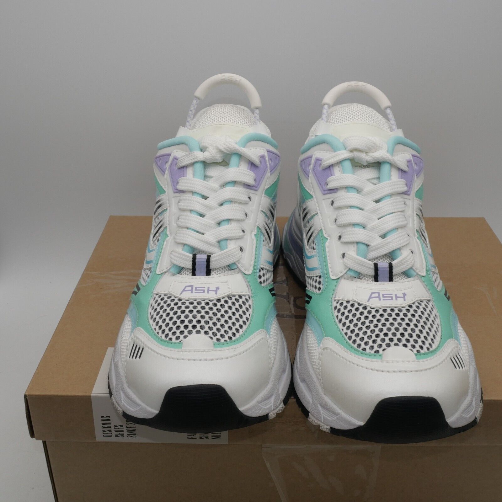 ASH NEW Ash Women's 7 Race Fion Sneakers White Hype Mint Black Size US 11 / IT 41 - 6 Thumbnail