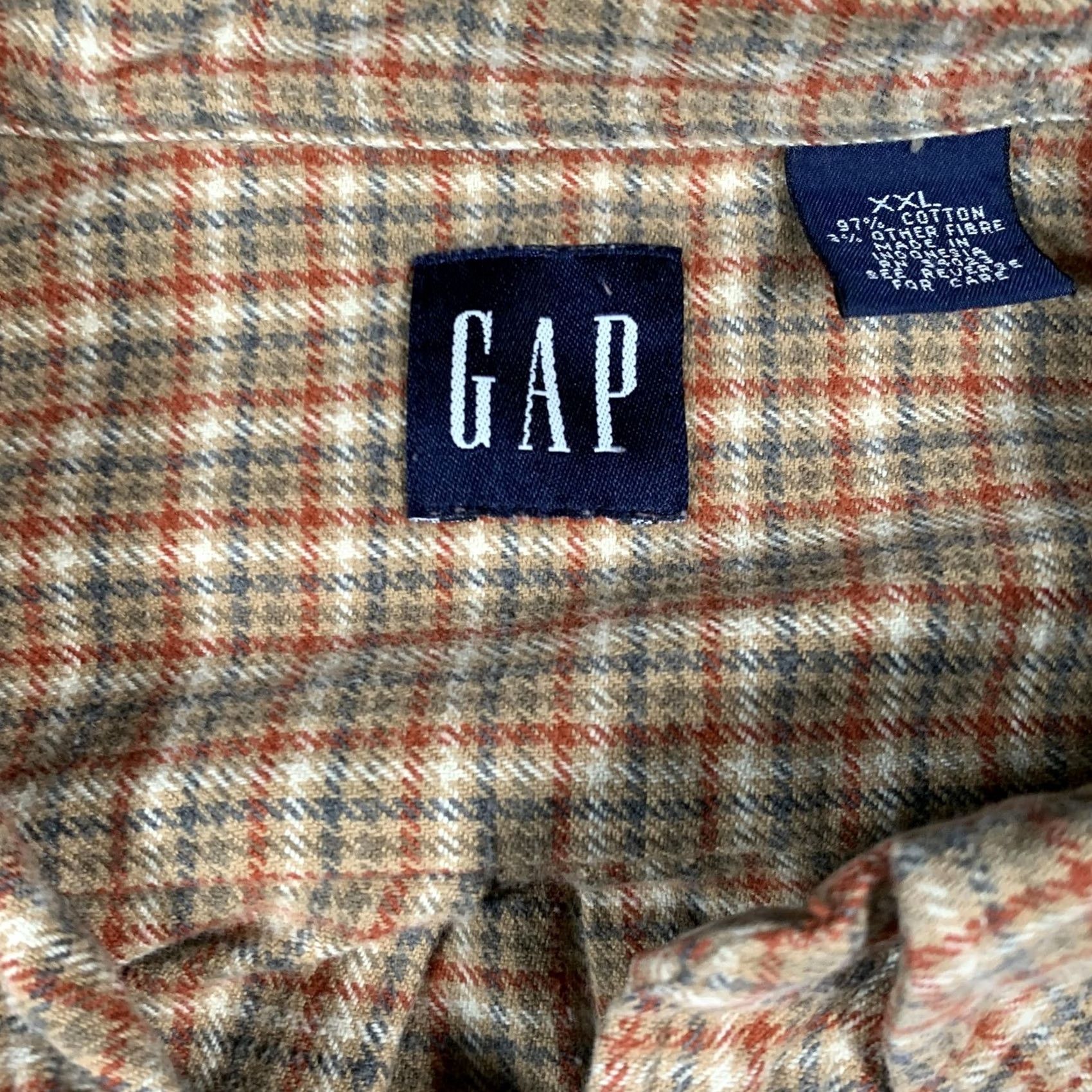 Gap GAP Shirt Mens 2XL Brown Tan Plaid Long Sleeve Button Casual Pocket Collared Size US XXL / EU 58 / 5 - 5 Thumbnail