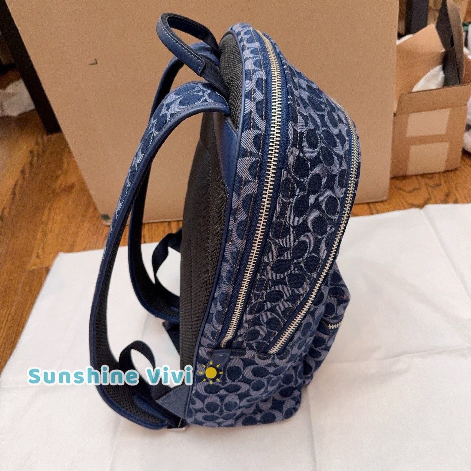 Coach NWT Coach Charter Backpack Denim CAJ71 refined calf leather Size ONE SIZE - 2 Thumbnail