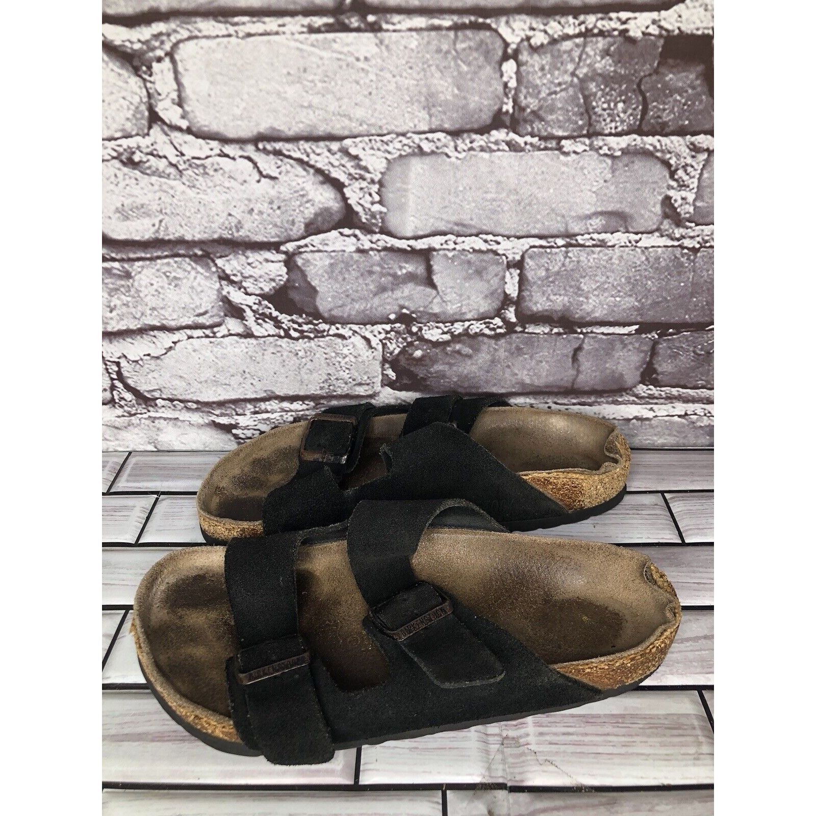 Birkenstock Birkenstock Arizona Black Suede Leather Cork Slides Sandals Size US 6 / IT 36 - 15 Thumbnail