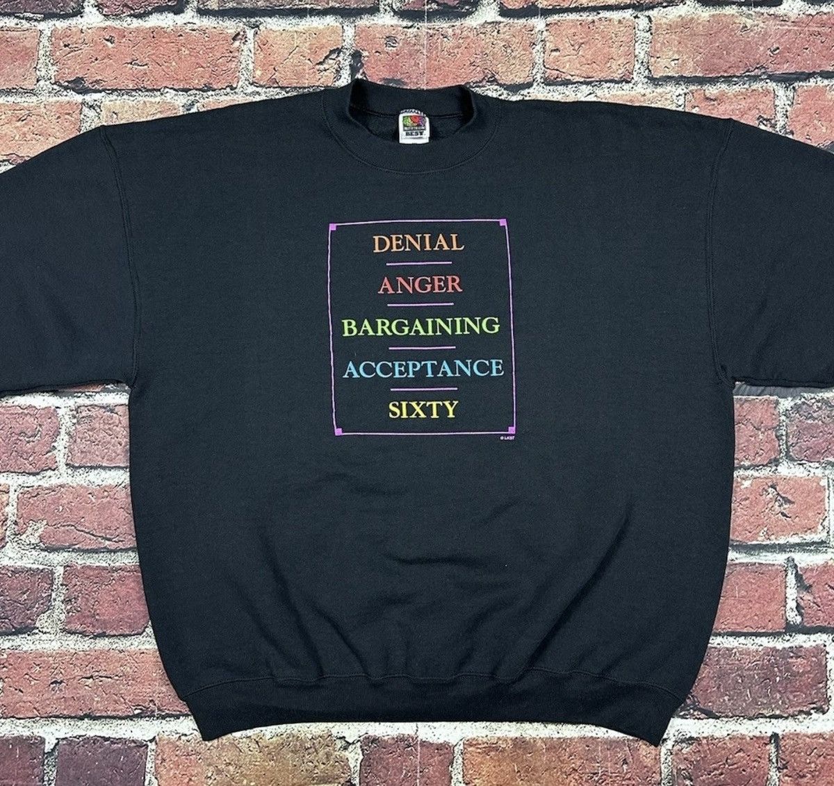 Fruit Of The Loom Funny 60th Birthday Sweatshirt Denial Anger Acceptance Sixty Size US XXL / EU 58 / 5 - 2 Thumbnail