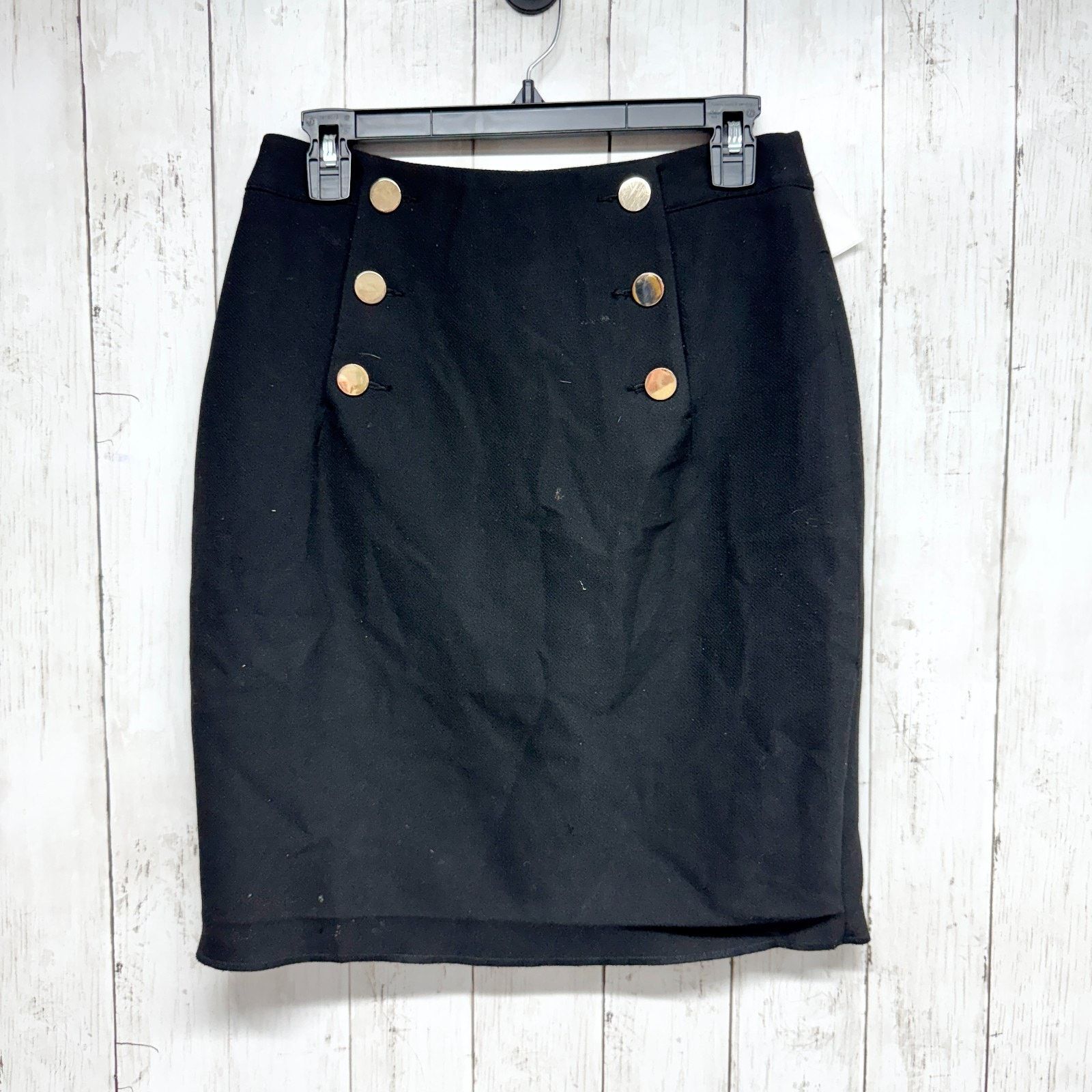 H&M H&M Skirt Sz 6 Gold Button Pleat Front Midi Zip Button Back Size 28" / US 6 / IT 42 - 1 Thumbnail