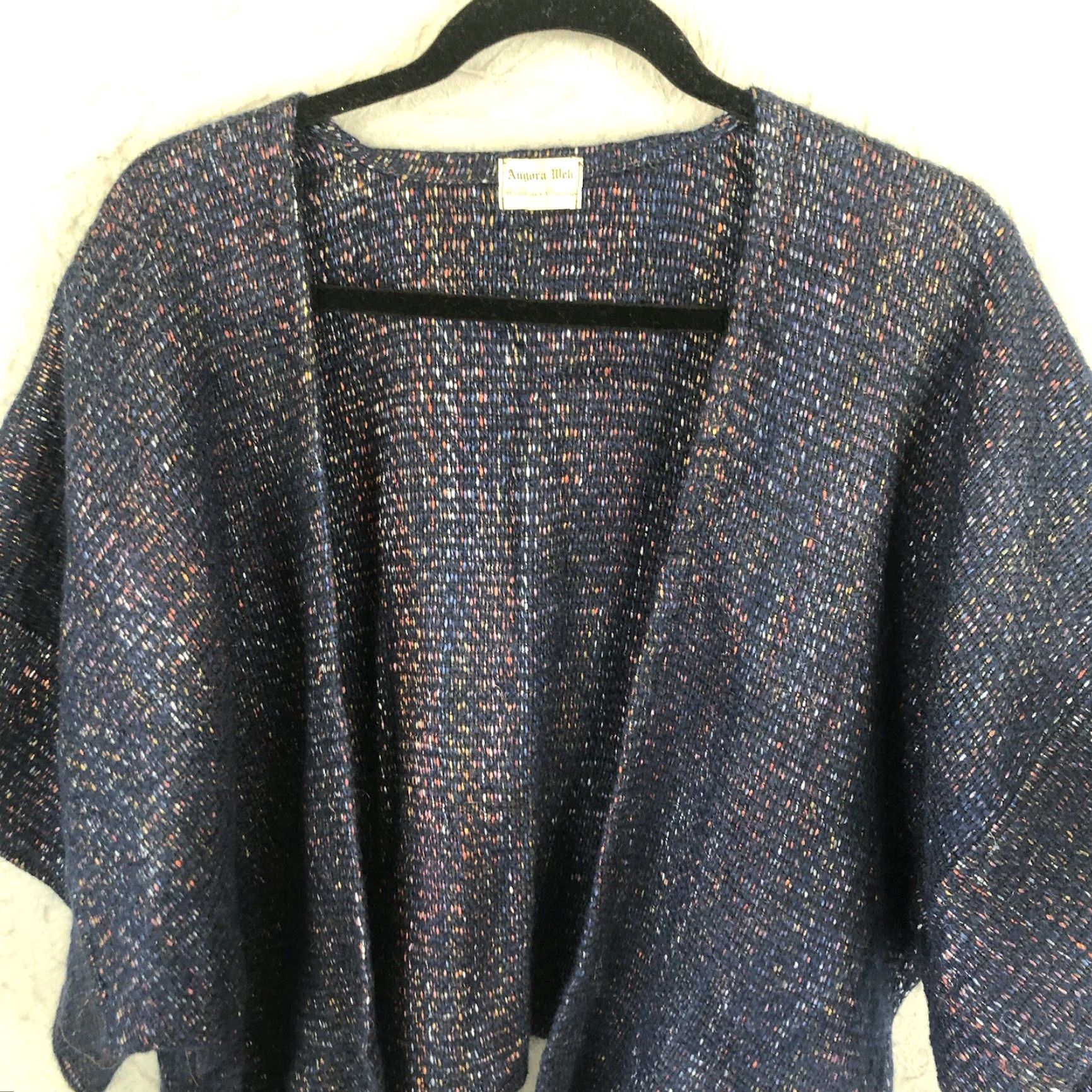 Rainbow Angora Web Sweater Womens One Size Blue Rainbow Speck Handwoven Goblin Core Size ONE SIZE - 2 Thumbnail