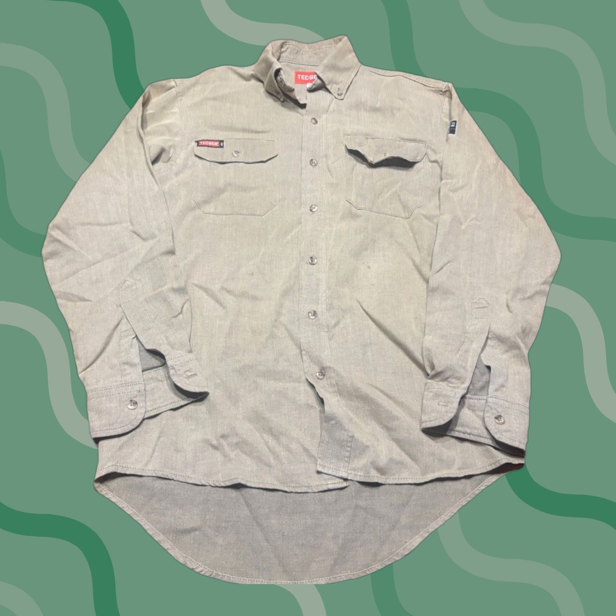Vintage Tecgen FR Shirt Button Down Long Sleeve Flame Resistant Men’s Small Beige Size US S / EU 44-46 / 1 - 1 Thumbnail