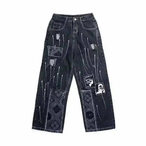 Jean VIBE Bandana Patchwork Straight Leg Baggy Jeans Size US 30 / EU 46 - 3 Thumbnail