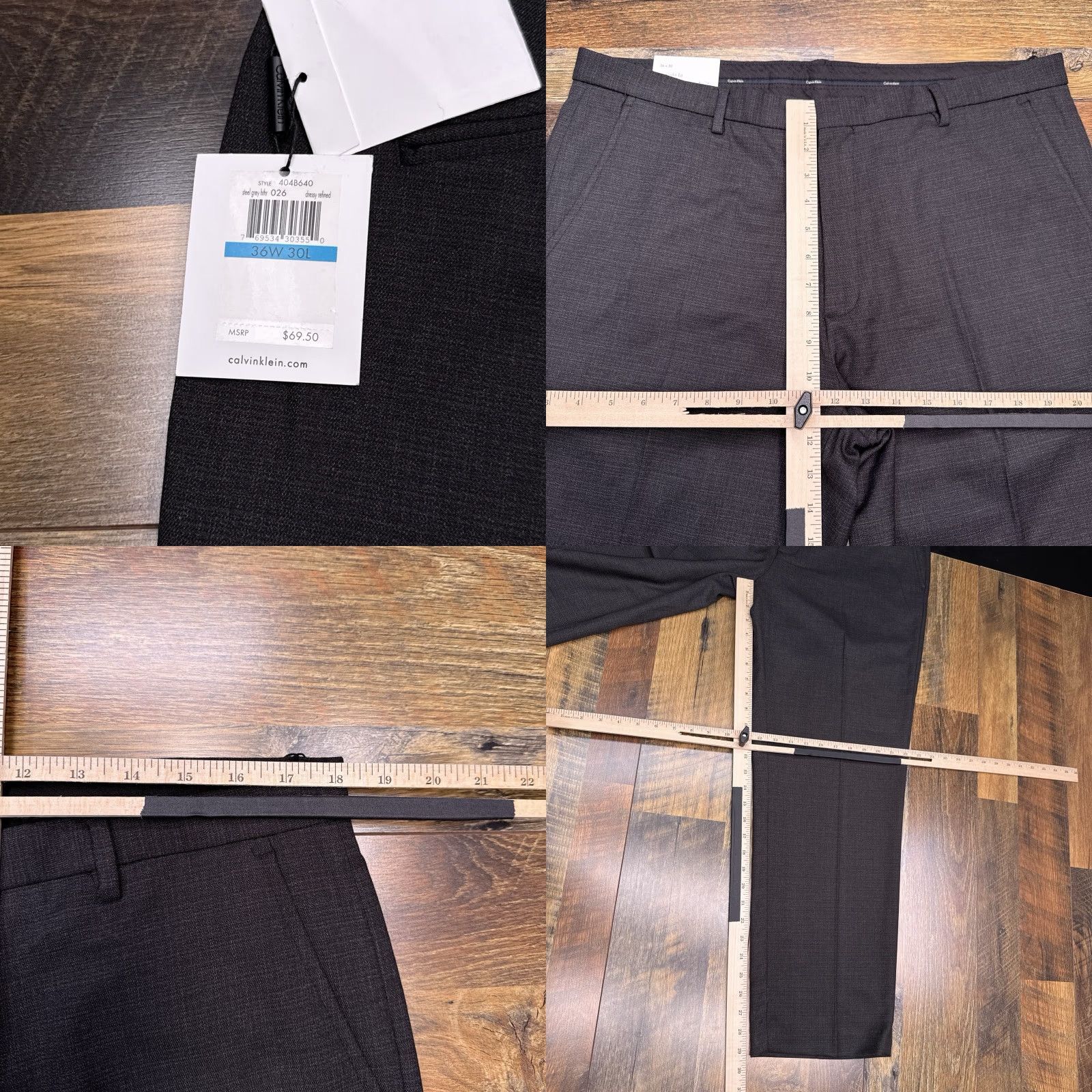 Calvin Klein Calvin Klein Dress Pants Mens 36x30 Gray Straight Fit Flat Front Zip Mid Rise New Size US 36 / EU 52 - 8 Thumbnail