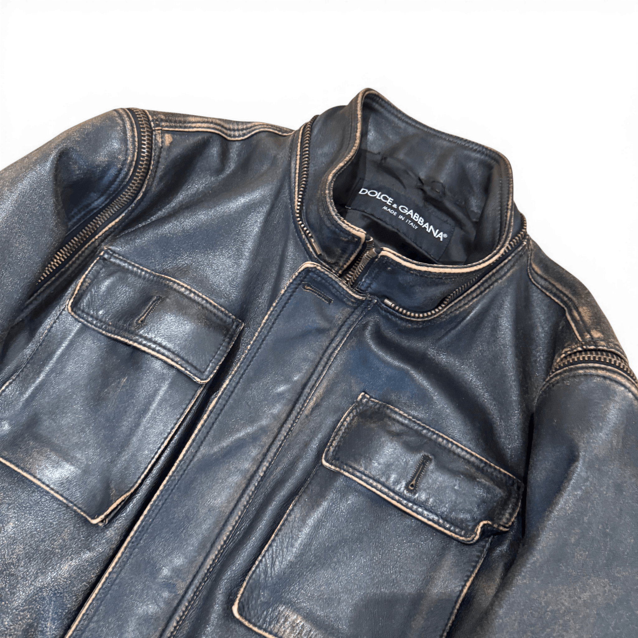 Dolce & Gabbana AW03 Distressed Multi Zip Leather Jacket Size US M / EU 48-50 / 2 - 3 Thumbnail