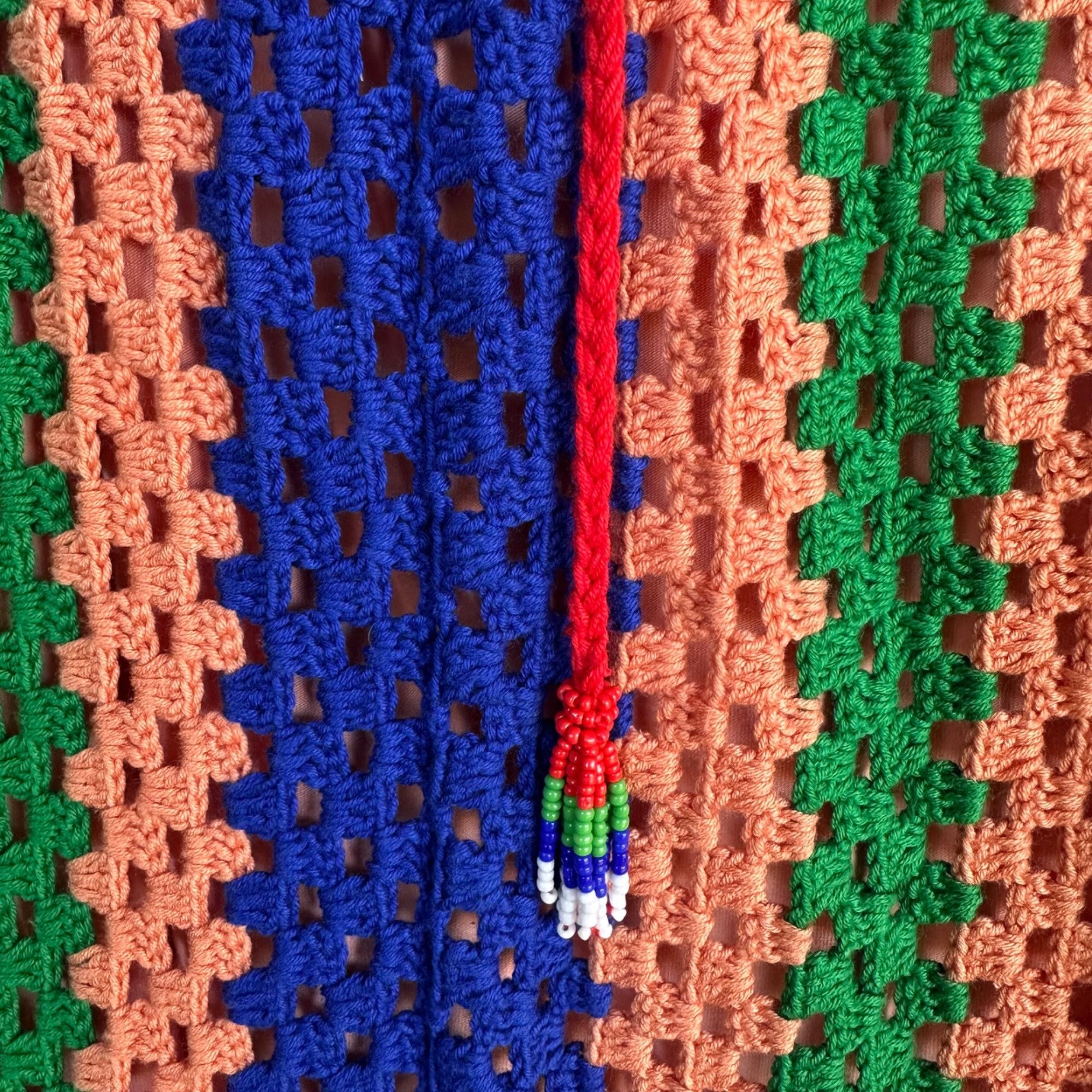Farm Rio Farm Rio Multicolor Crochet Maxi Skirt Medium Vertical Strip Size 29" - 4 Thumbnail