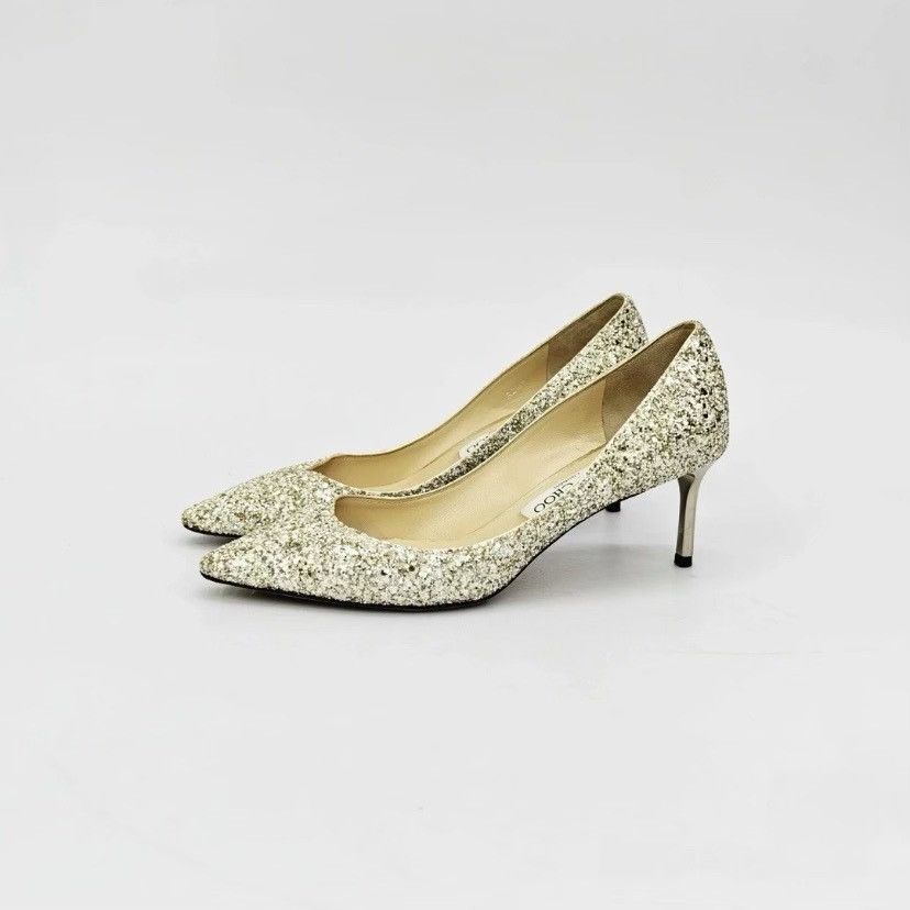 Jimmy Choo Jimmy Choo Romy 60 glittered leather pump Size US 8 / IT 38 - 1 Thumbnail