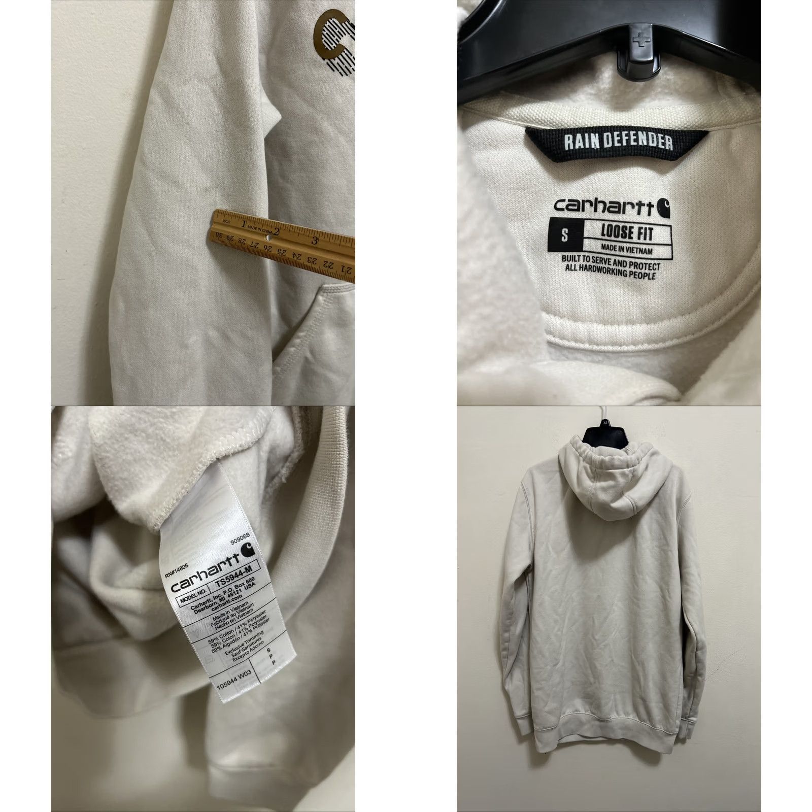 Carhartt Carhartt Rain Defender Hoodie Mens S White Pullover Size US S / EU 44-46 / 1 - 8 Thumbnail