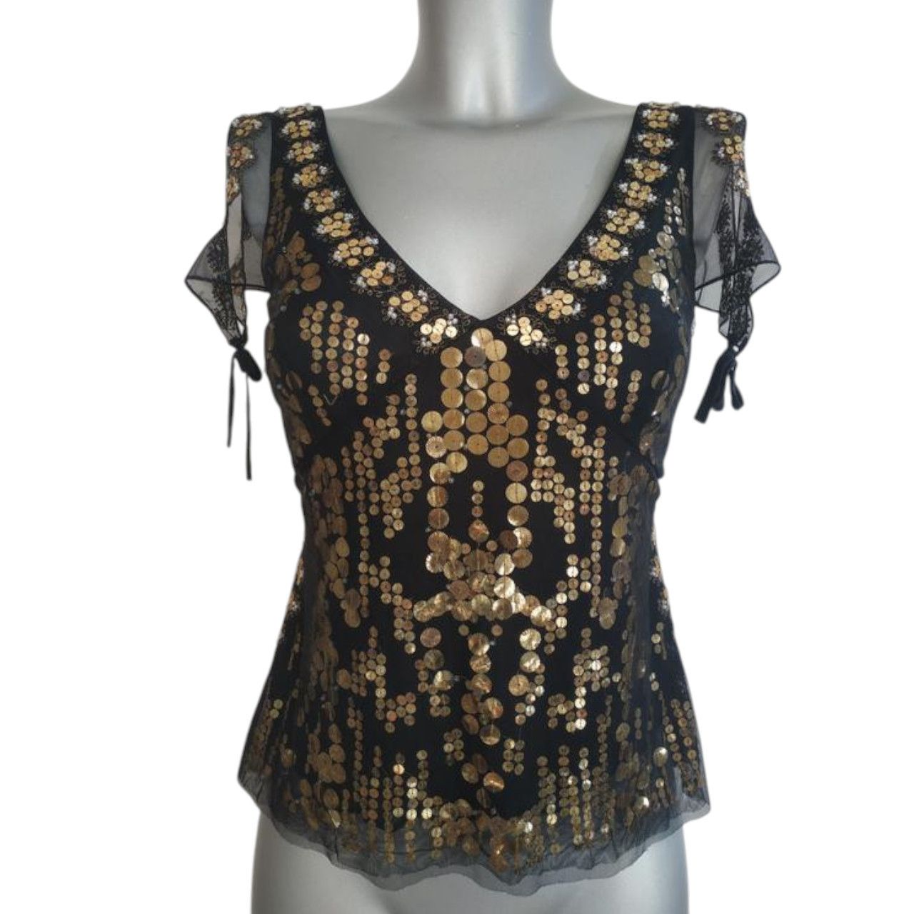 NOCTURNE Silk tank top sequins sz 10 brand Nocturne Size L / US 10 / IT 46 - 1 Thumbnail