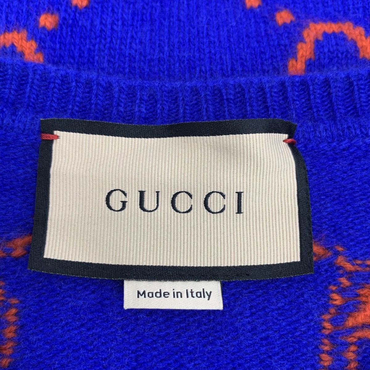 Gucci Gucci Dark Blue Jacquard Wool Long Sleeve Knitwear K26WX Size US M / EU 48-50 / 2 - 5 Thumbnail