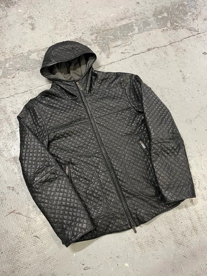 Emporio Armani 2010s Emporio Armani Quilted Black Ninja Hooded Leather Jacket Size US M / EU 48-50 / 2 - 4 Thumbnail