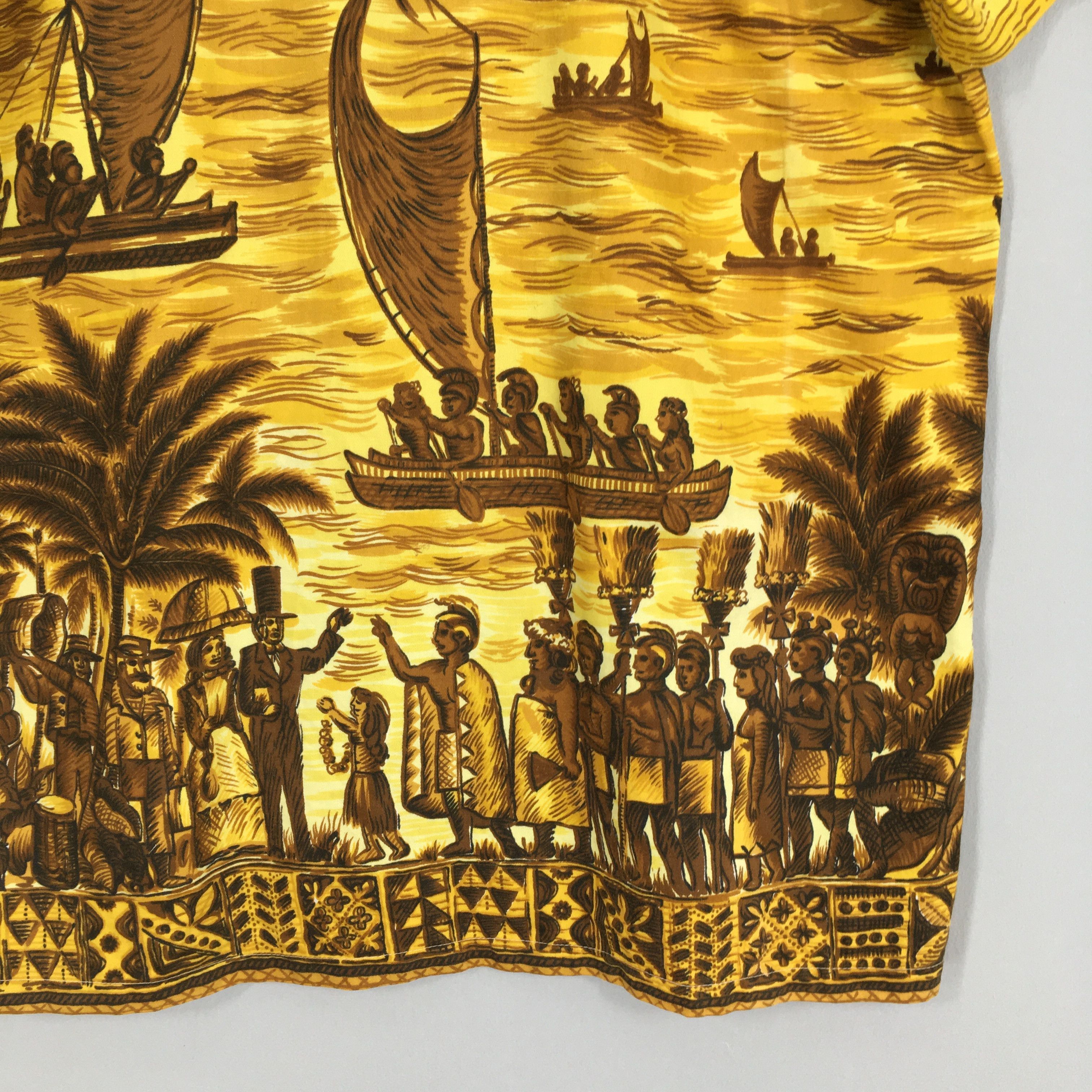 Other Hawaiian Coconut Tree Ocean View Yellow Button Up Medium Size US M / EU 48-50 / 2 - 7 Thumbnail
