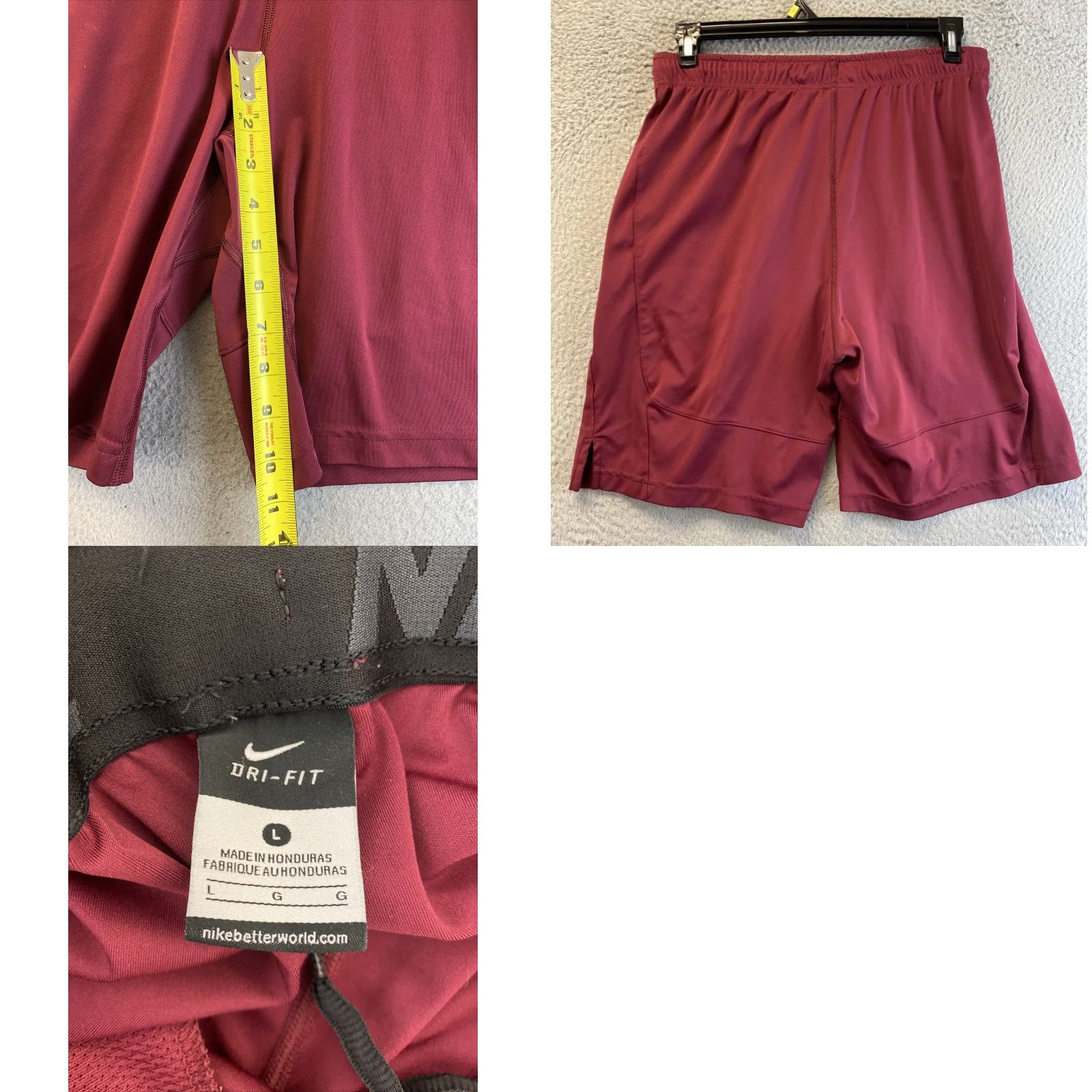 Nike Nike Dri Fit Shorts Lightweight Blue L Adult Large Men Regular Relaxed Athletic Baseball Summer Solid Drawstring Cotton Maroon 31-45 Size US 33 - 8 Thumbnail