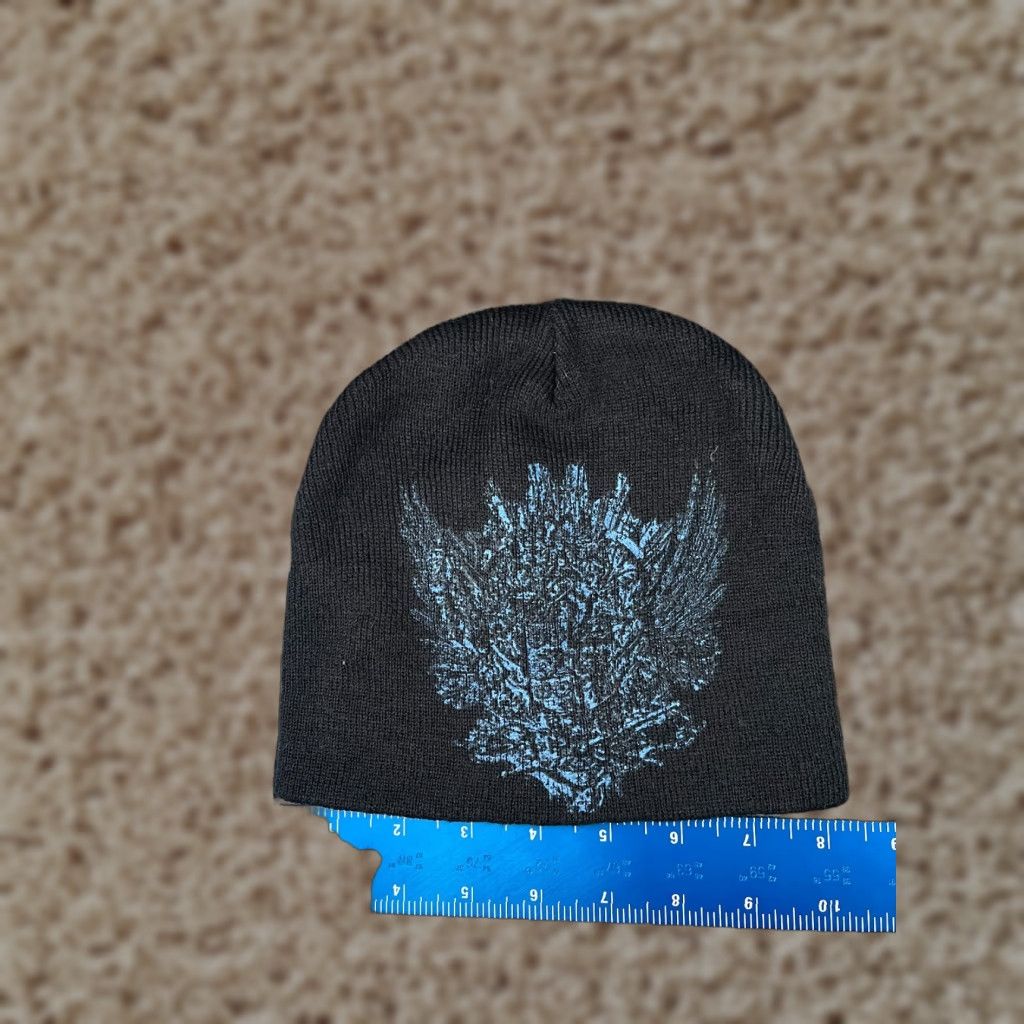 Vintage Shield & Wings Beanie Toque Beanie Adult One Size Black Blue Knit 100% Acrylic Skater Unbranded Unisex Hats Mens, Womens, Boys, Girls Size ONE SIZE - 1 Thumbnail