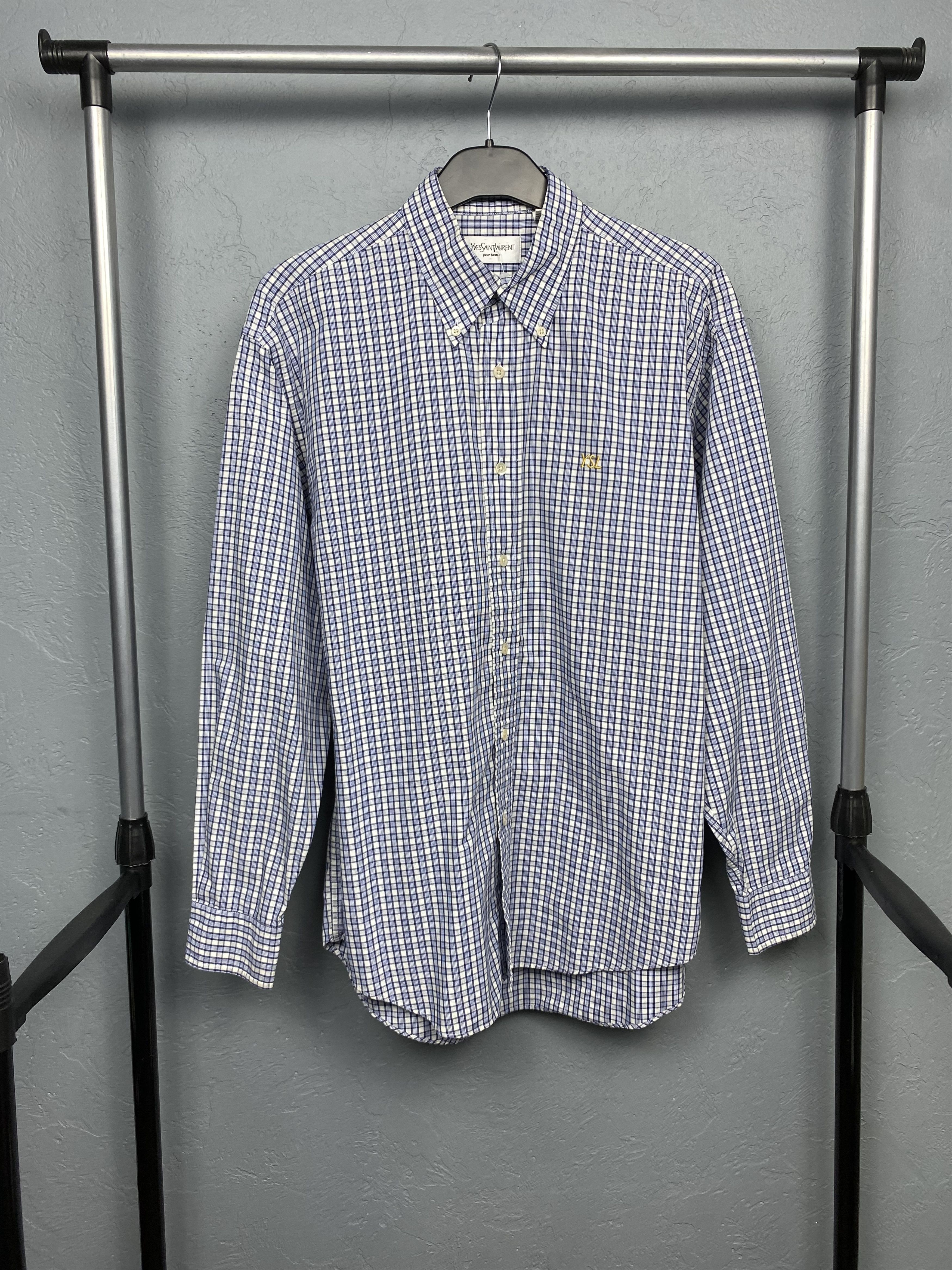 Yves Saint Laurent Ysl Pour Homme YSL Mens Long Sleeve Check Shirt Size US M / EU 48-50 / 2 - 1 Thumbnail