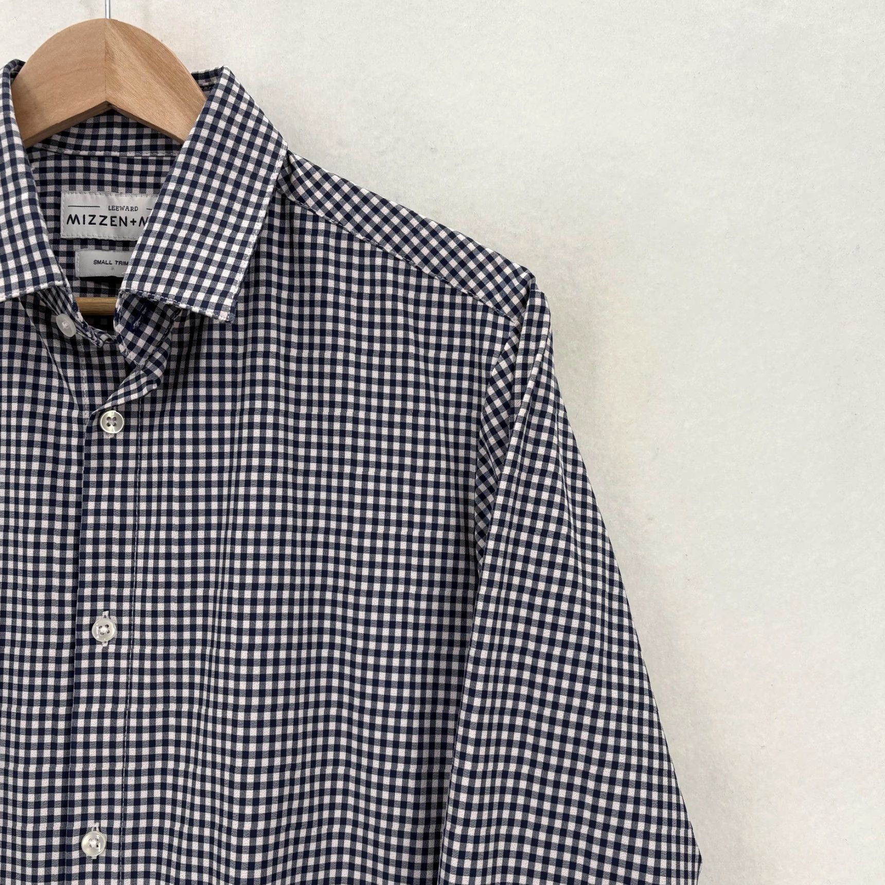 Mizzen+Main Mizzen+Main Leeward Shirt Mens Small Blue Gingham Slim Fit Stretch Non Iron Dress Shirt Size US S / EU 44-46 / 1 - 2 Thumbnail